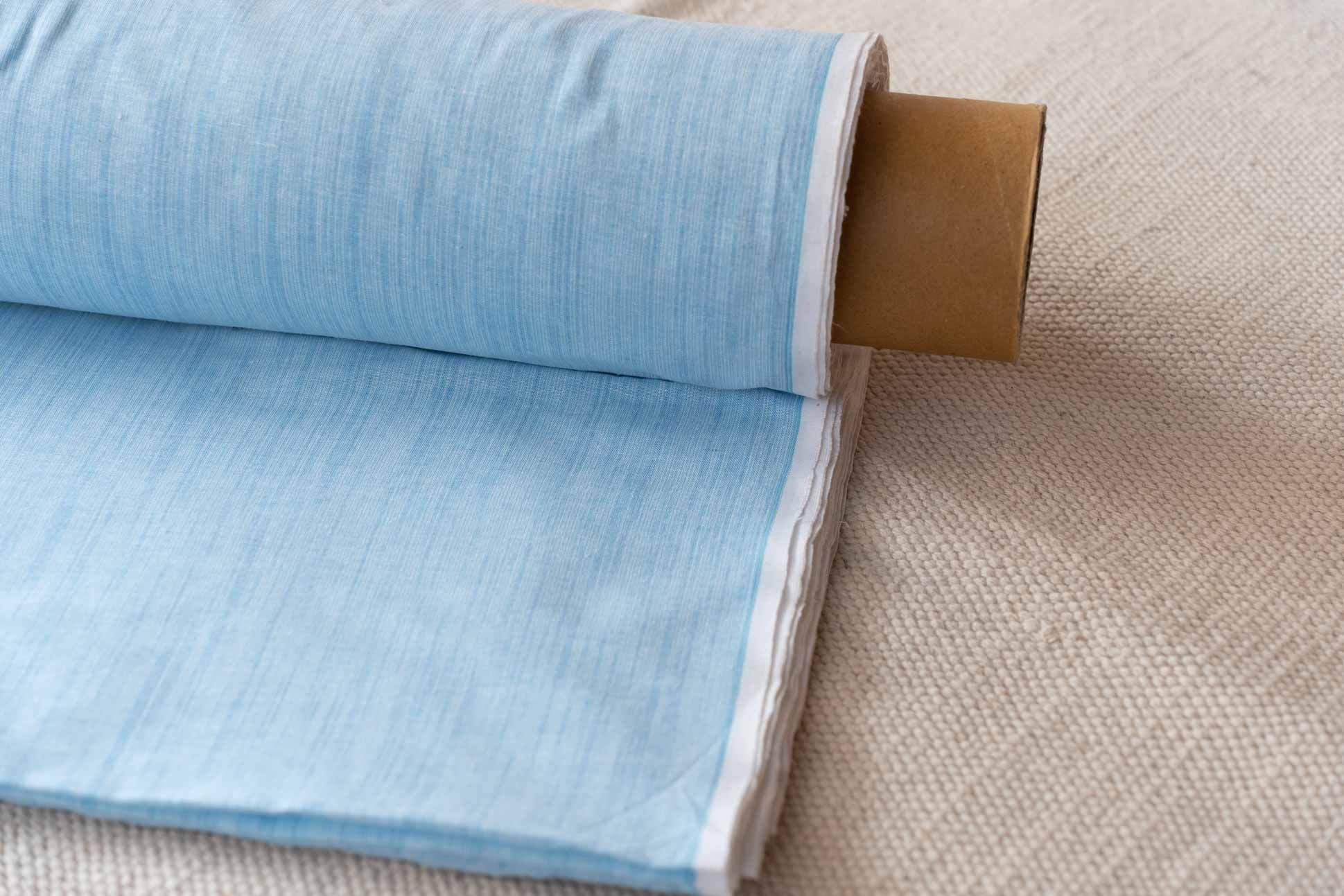 Blue Stripes Khari Cotton Blend Fabric(2.25 Mtr)