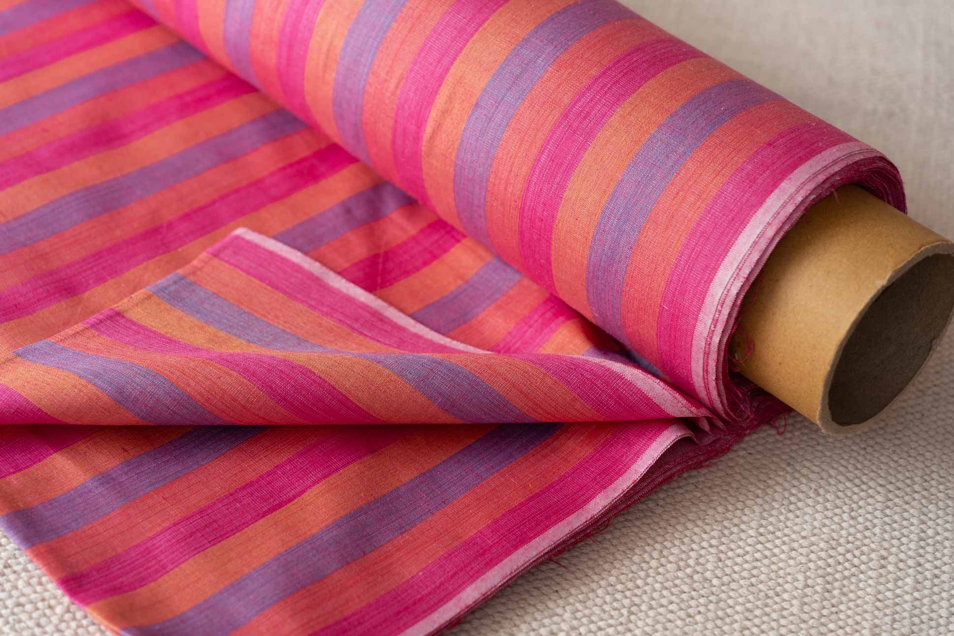 Multicolor Stripes Khari Cotton Blend Fabric(2.25 Mtr)