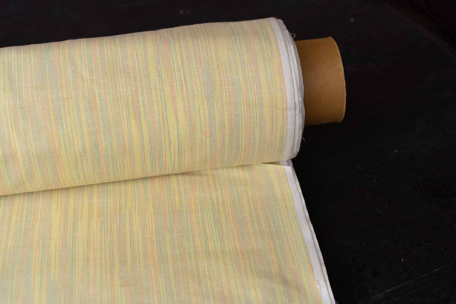 Yellow Stripes Khari Cotton Blend Fabric