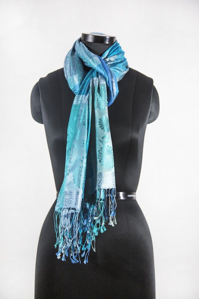 Sky Blue Designer Silk Scarves