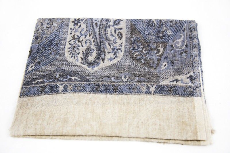 Jacquard Frontier Grey Cashmere Scarves For Women