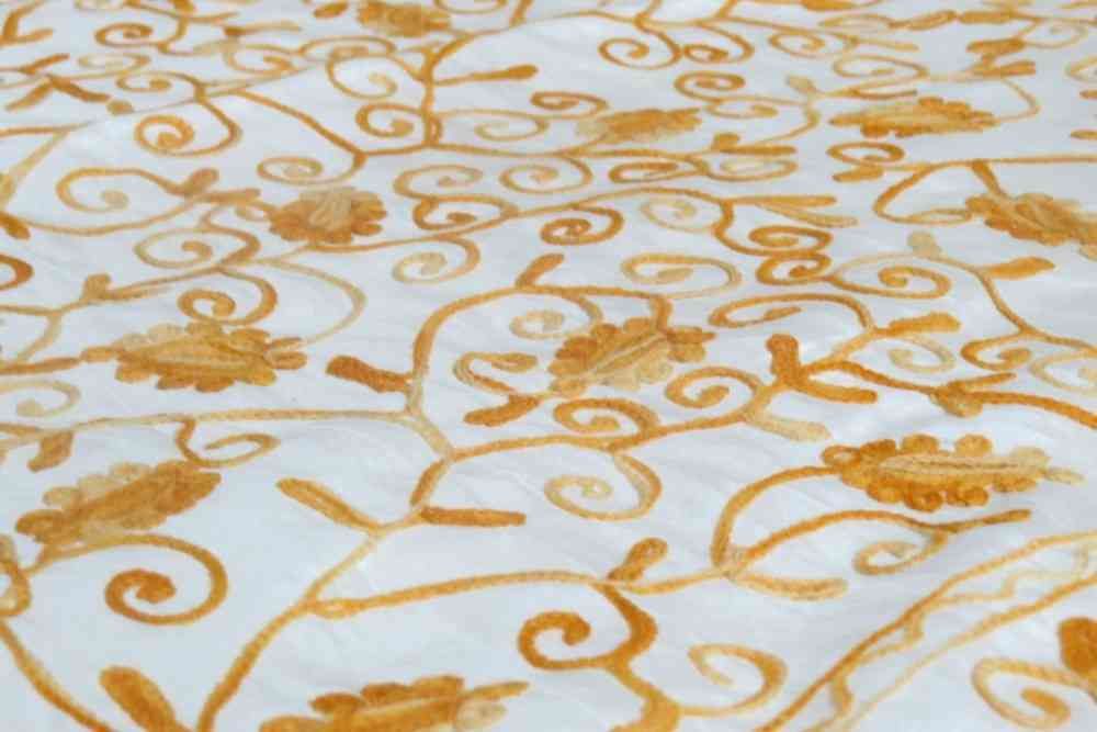 Beautiful Gold Yellow 5 Piece Silk Bedcover Set
