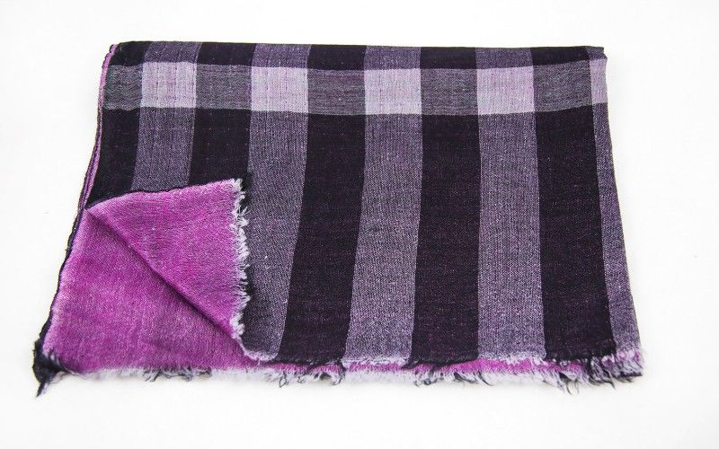 Violet Scream Reversible Checks 100 Wool Scarf