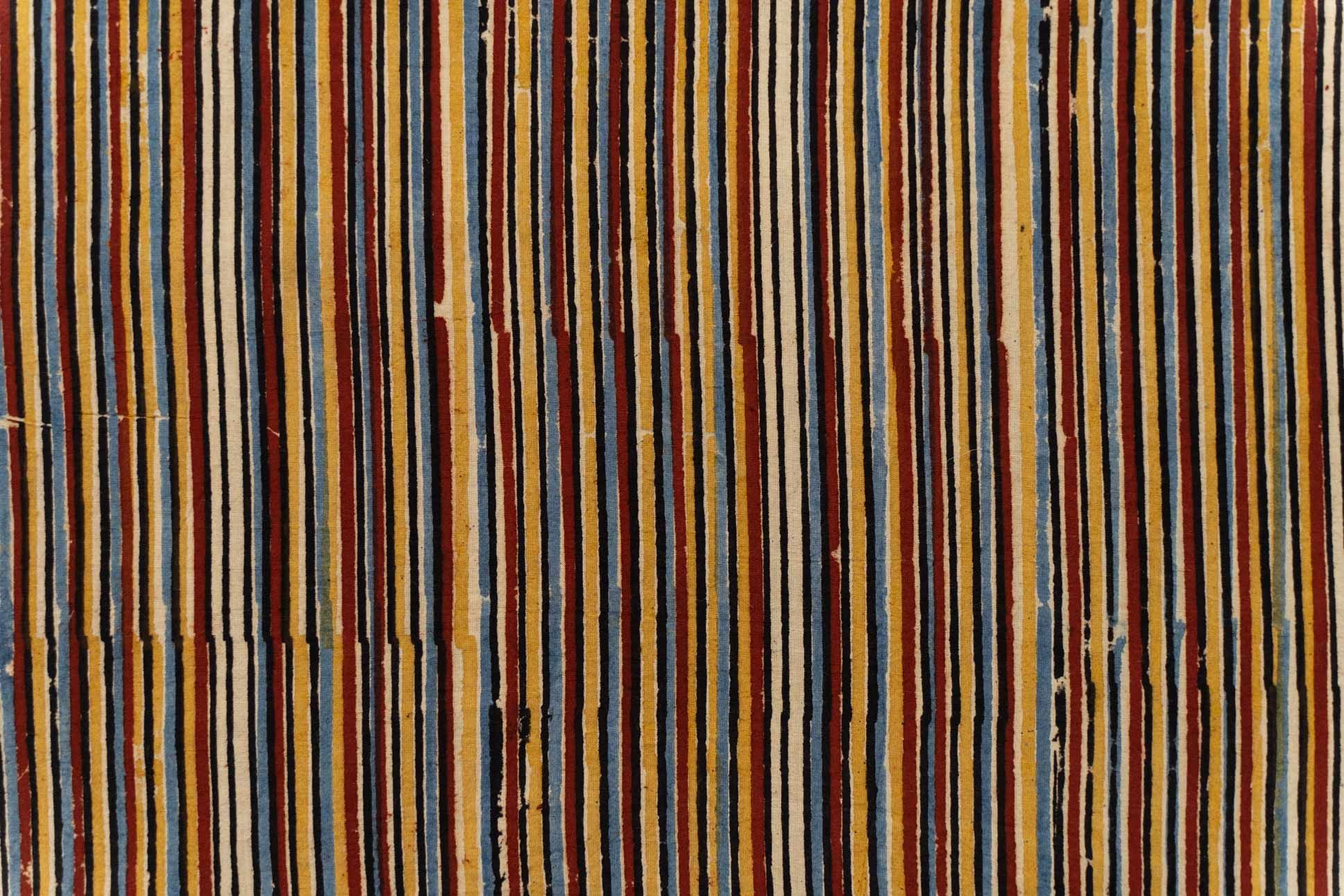 Striped Kalamkari Block Printed Fabric