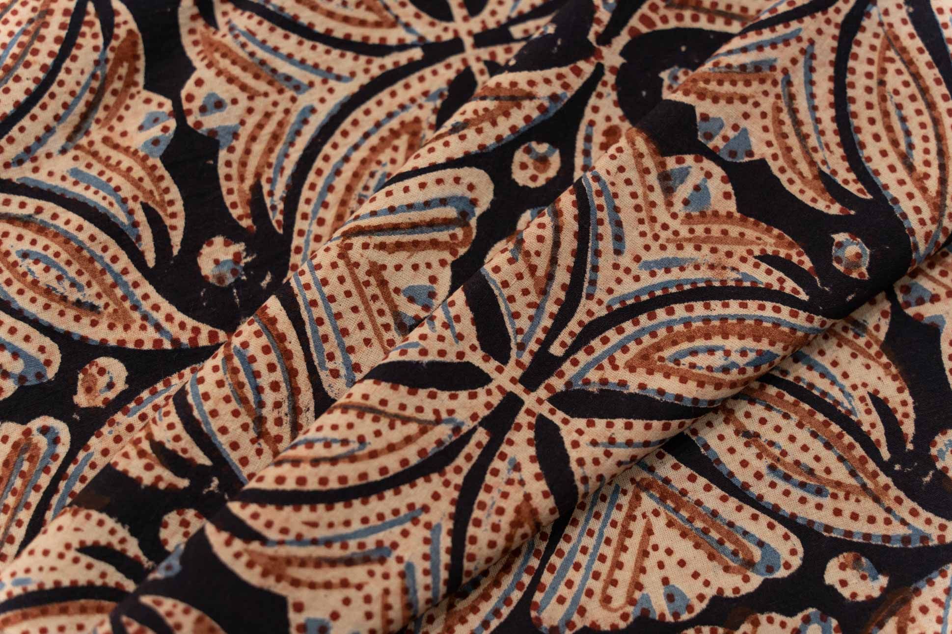 Leaf Kalamkari Block Printed Fabric