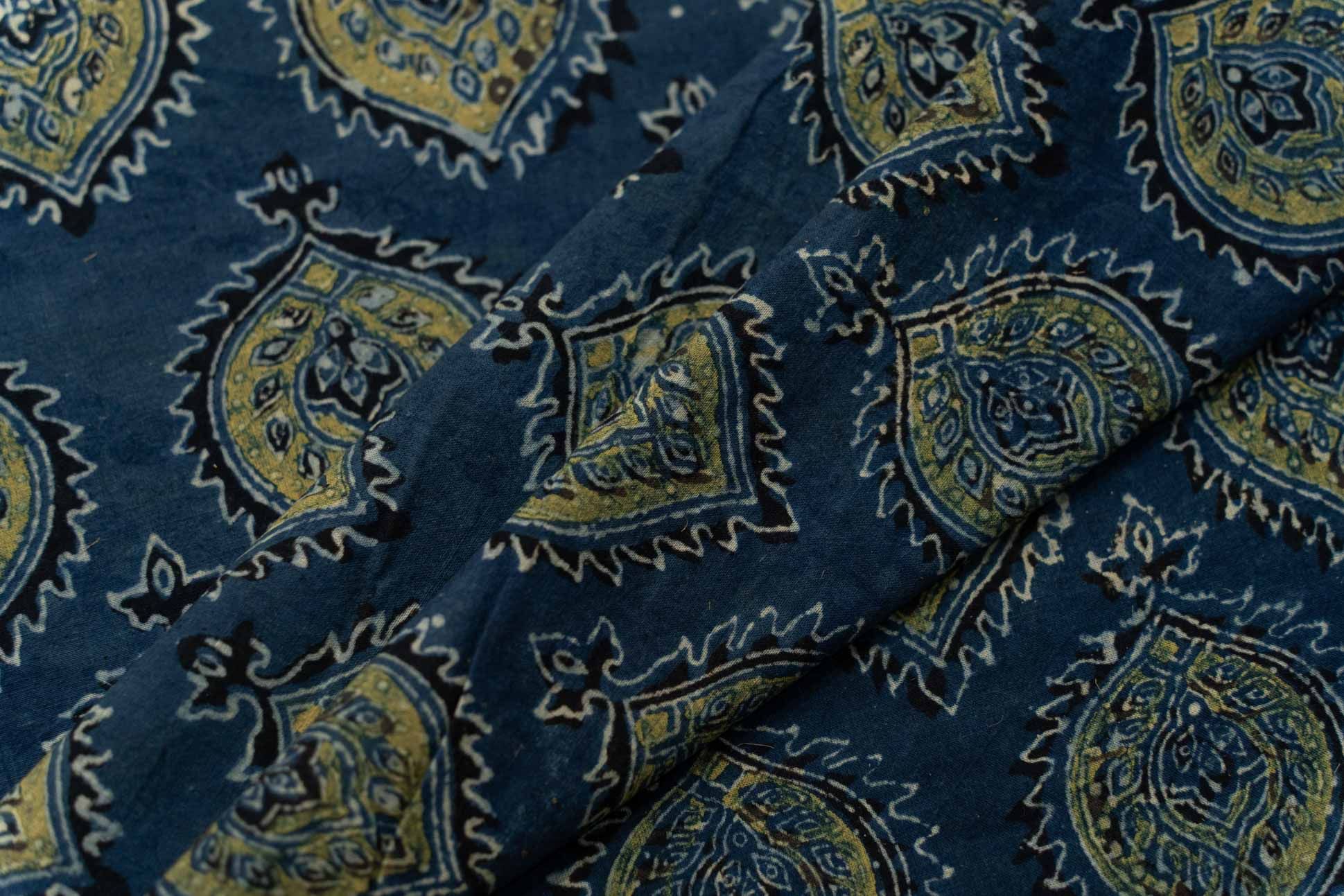 Blue Ajrakh Hand Block Printed Fabric