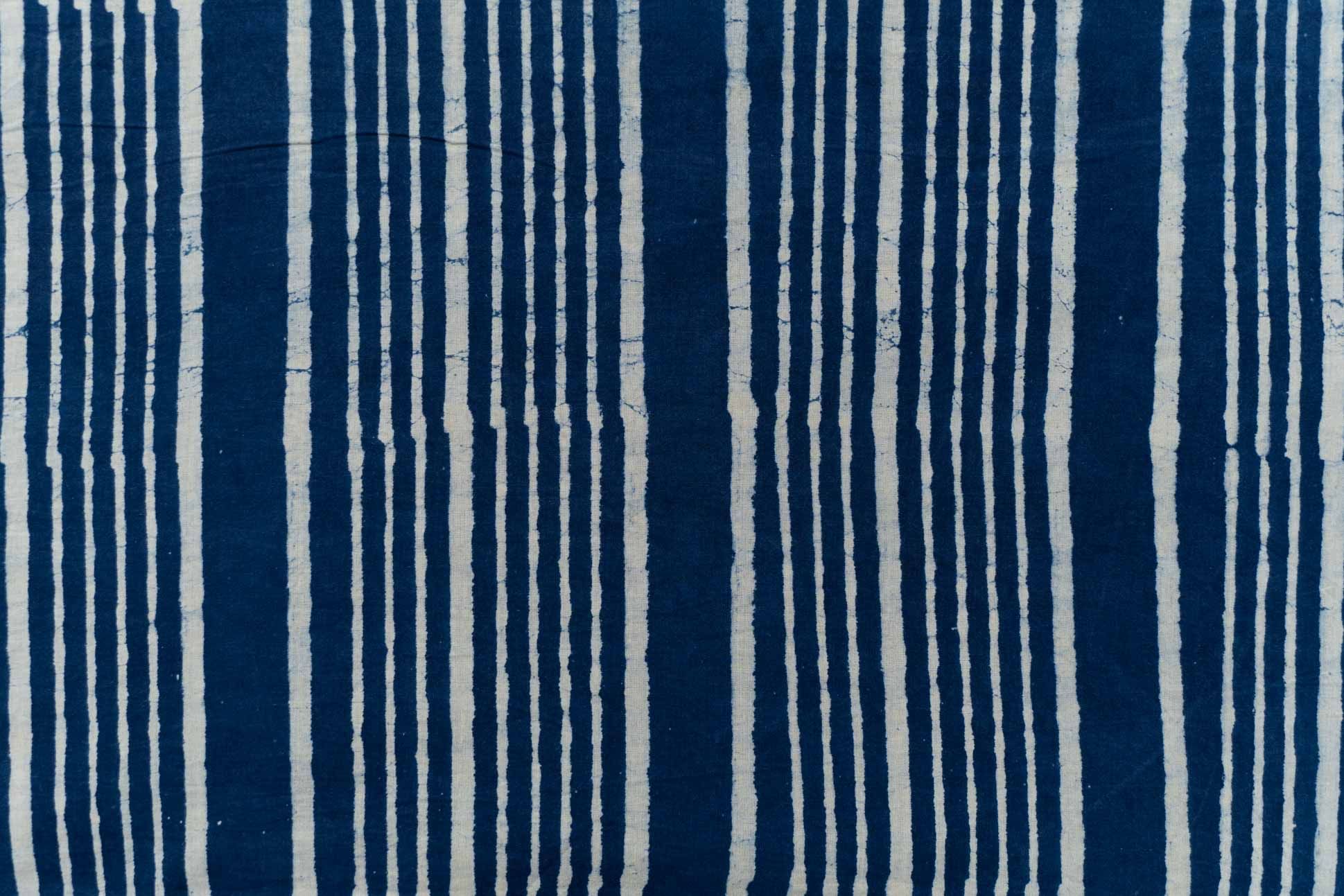Indigo Striped Hand Block Printed Fabric