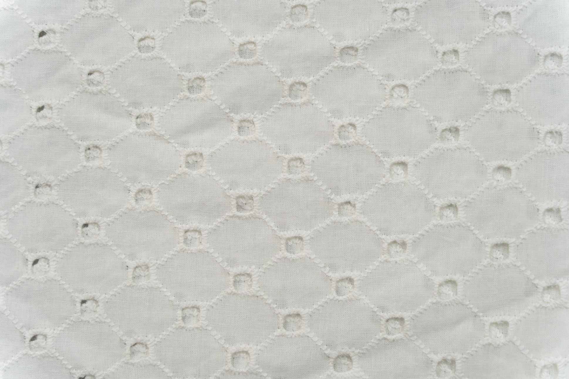 Dew White Chikankari Embroidered Fabric