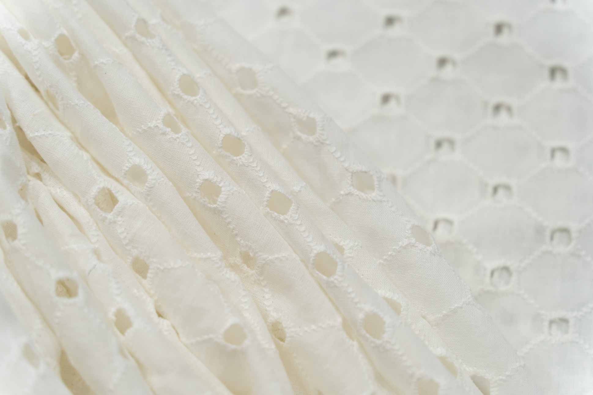 Dew White Chikankari Embroidered Fabric
