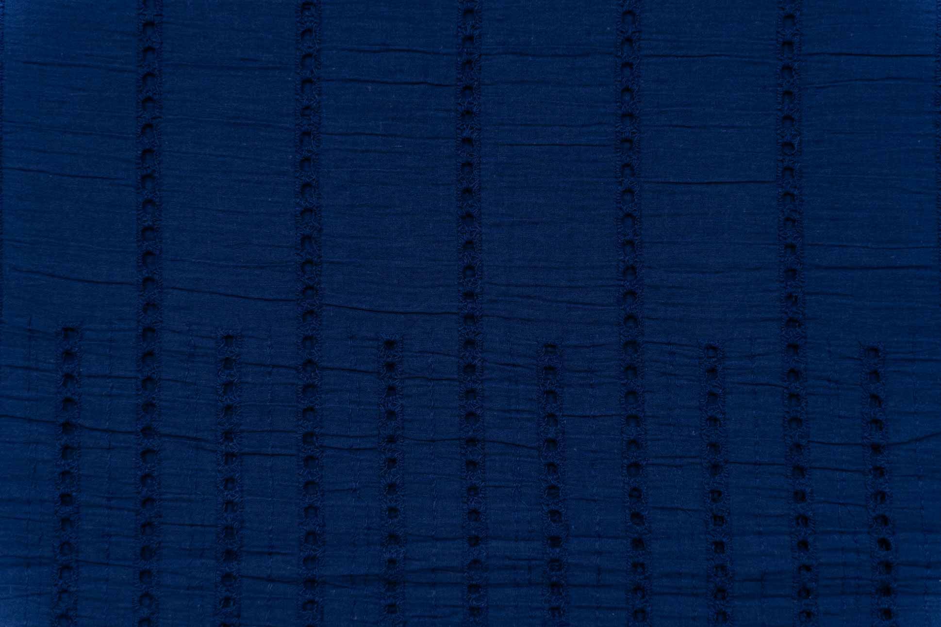 Midnight Blue Chikankari Embroidered Fabric