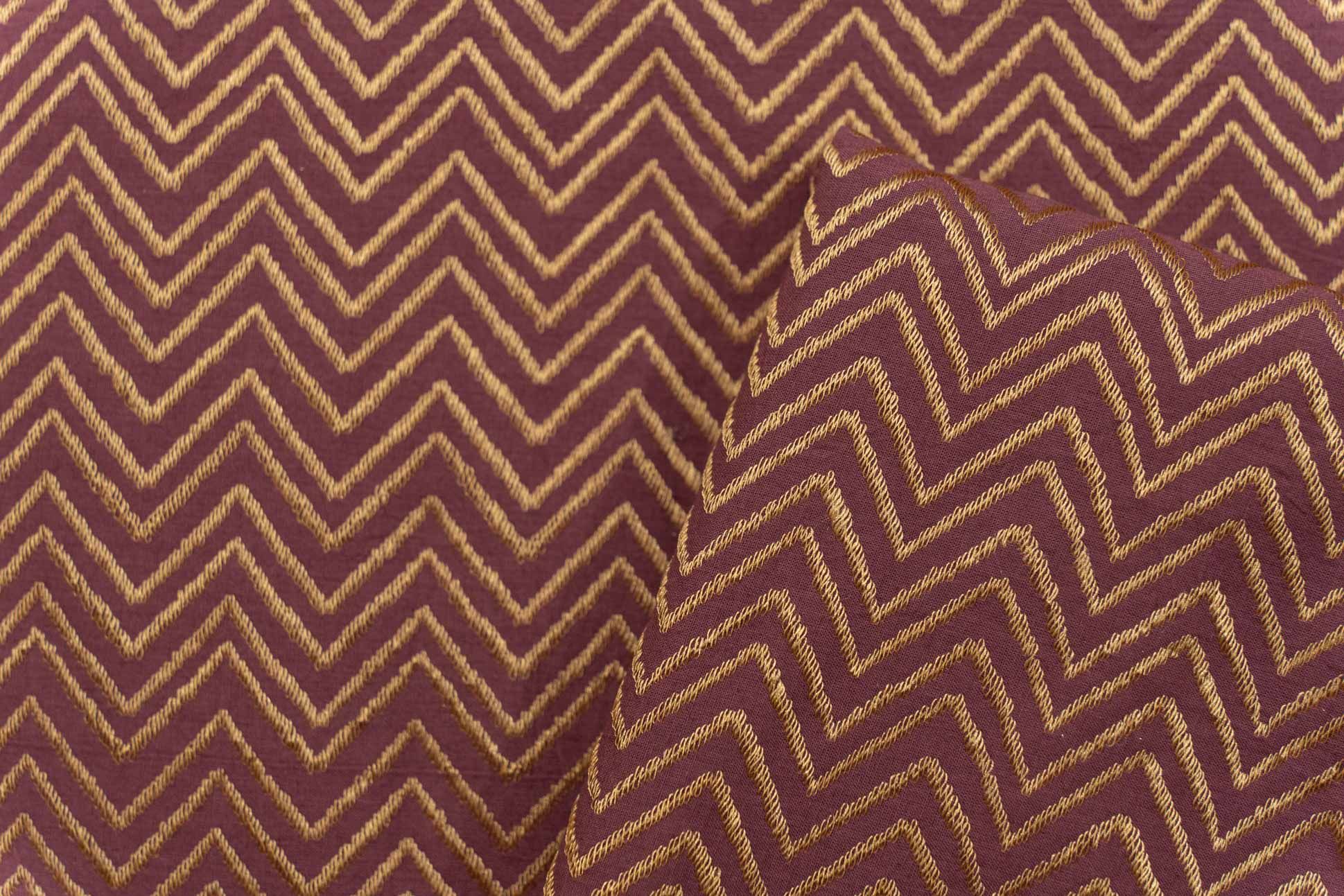 Vivid Violet Chevron Zari Brocade Cotton Fabric