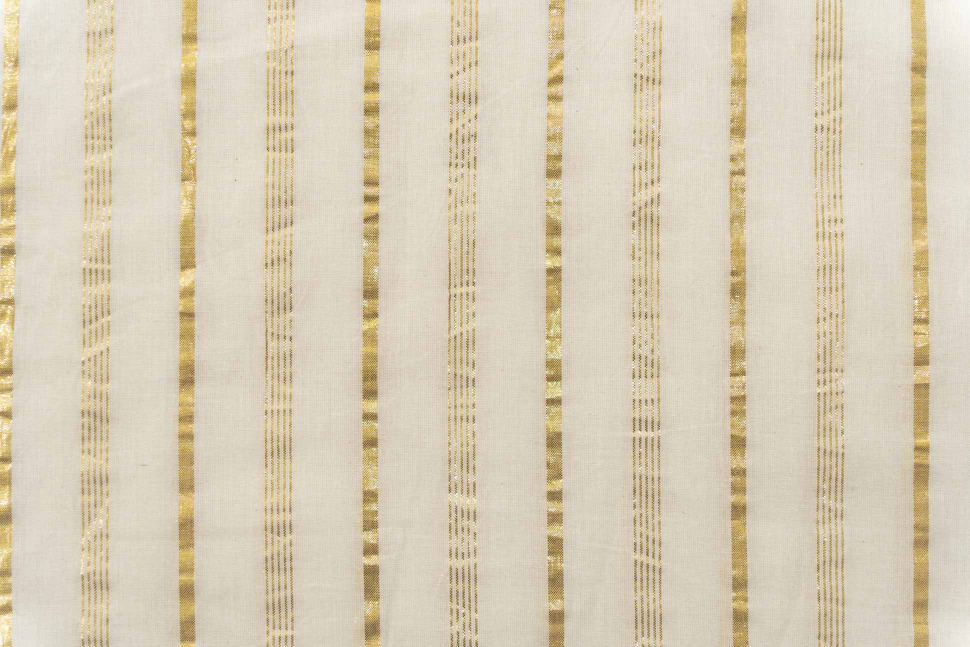 Ochre Golden Zari Striped Cotton Fabric