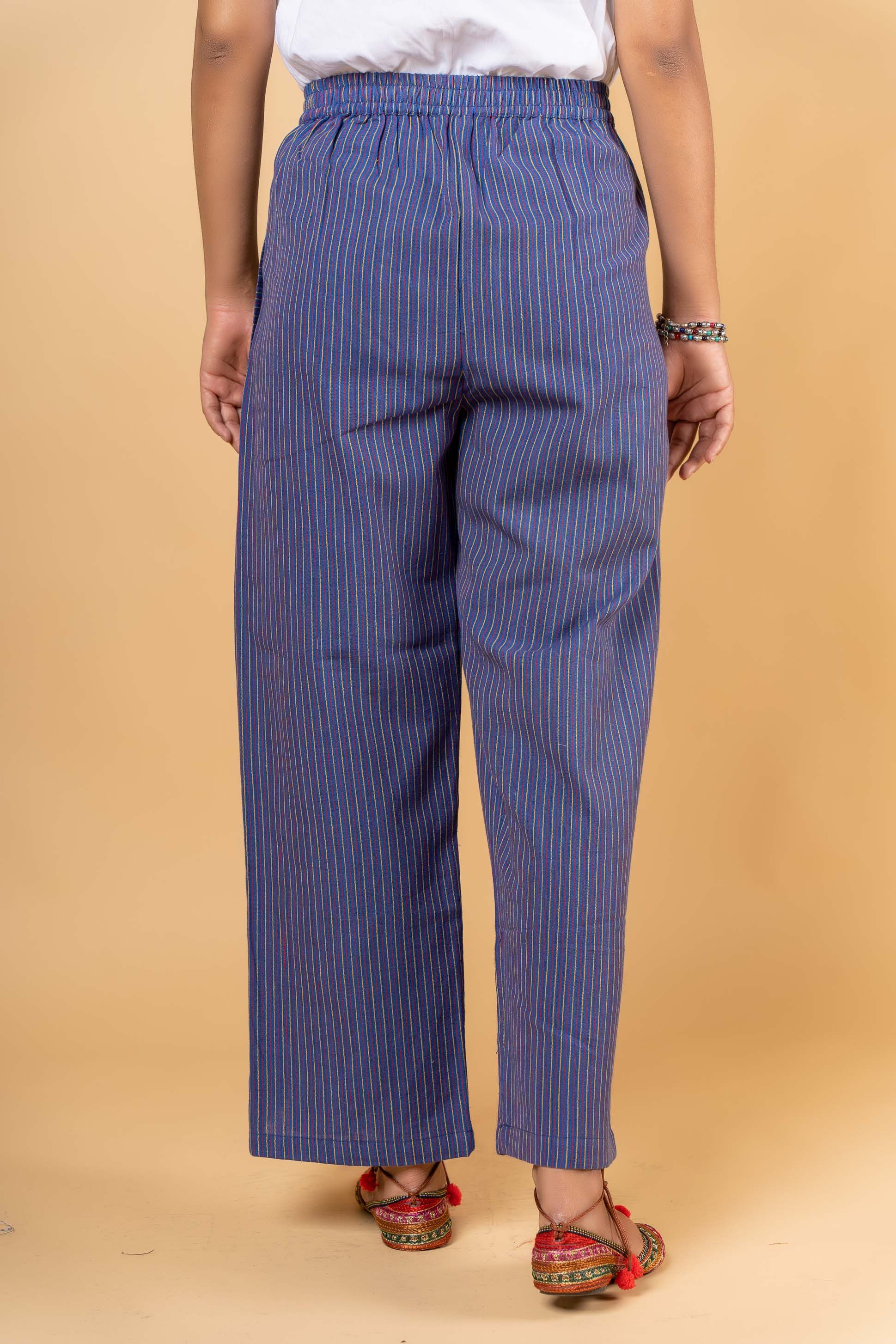 Blue Striped Handwoven Flap Pant