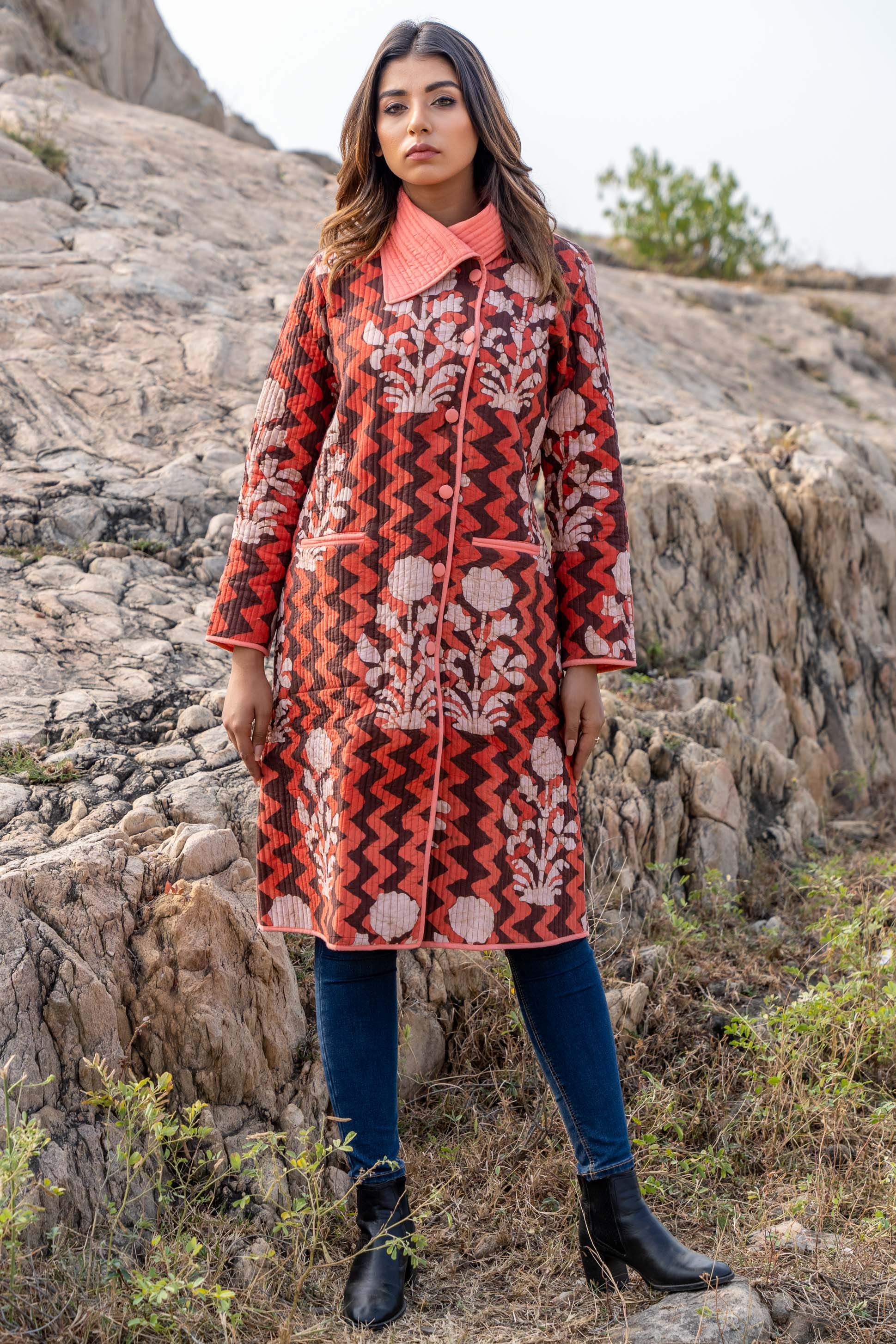 Floral Batik Quilted Bukhara Coat