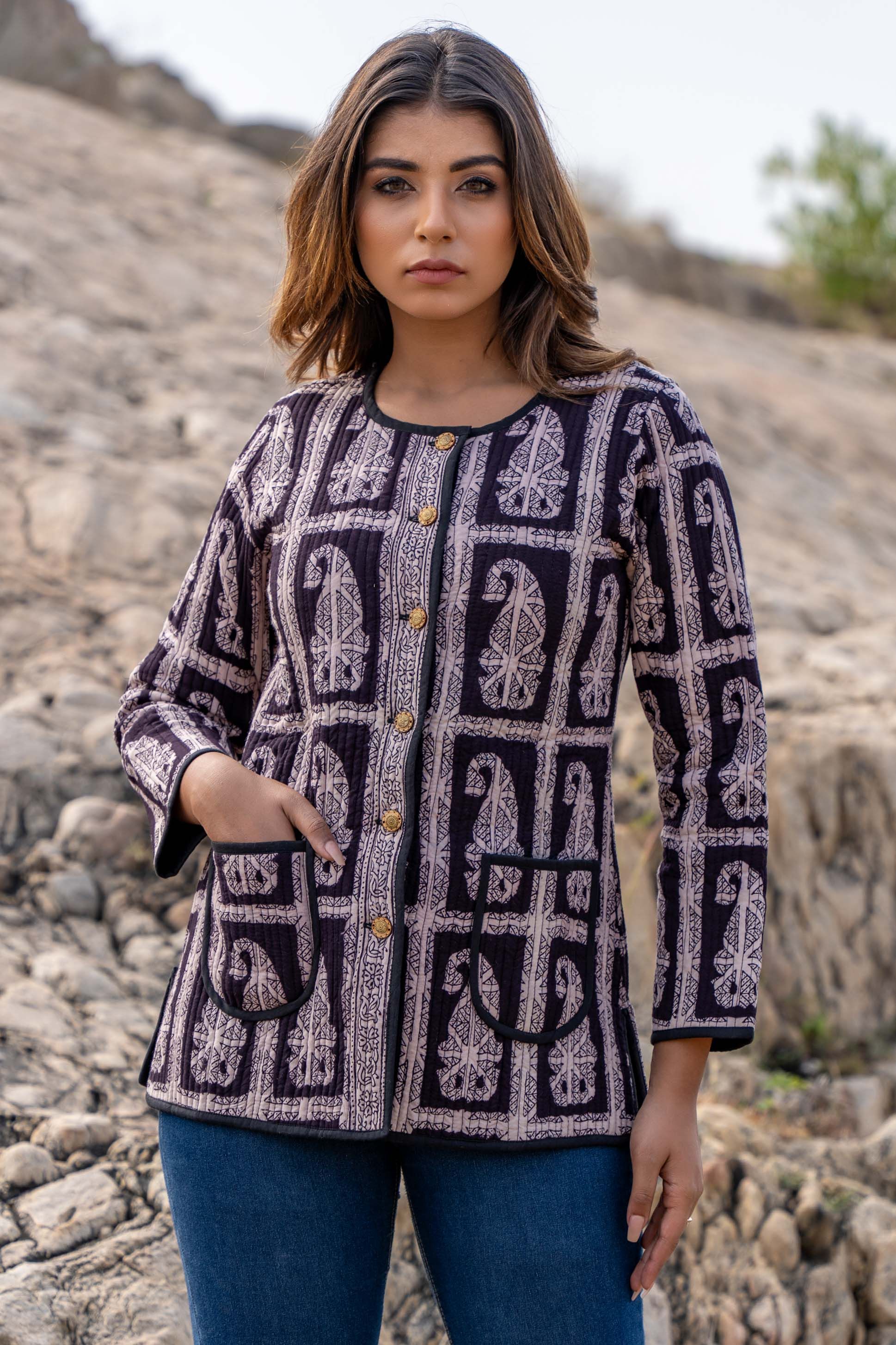 Paisley Bagh Block Printed Quilted Jacket