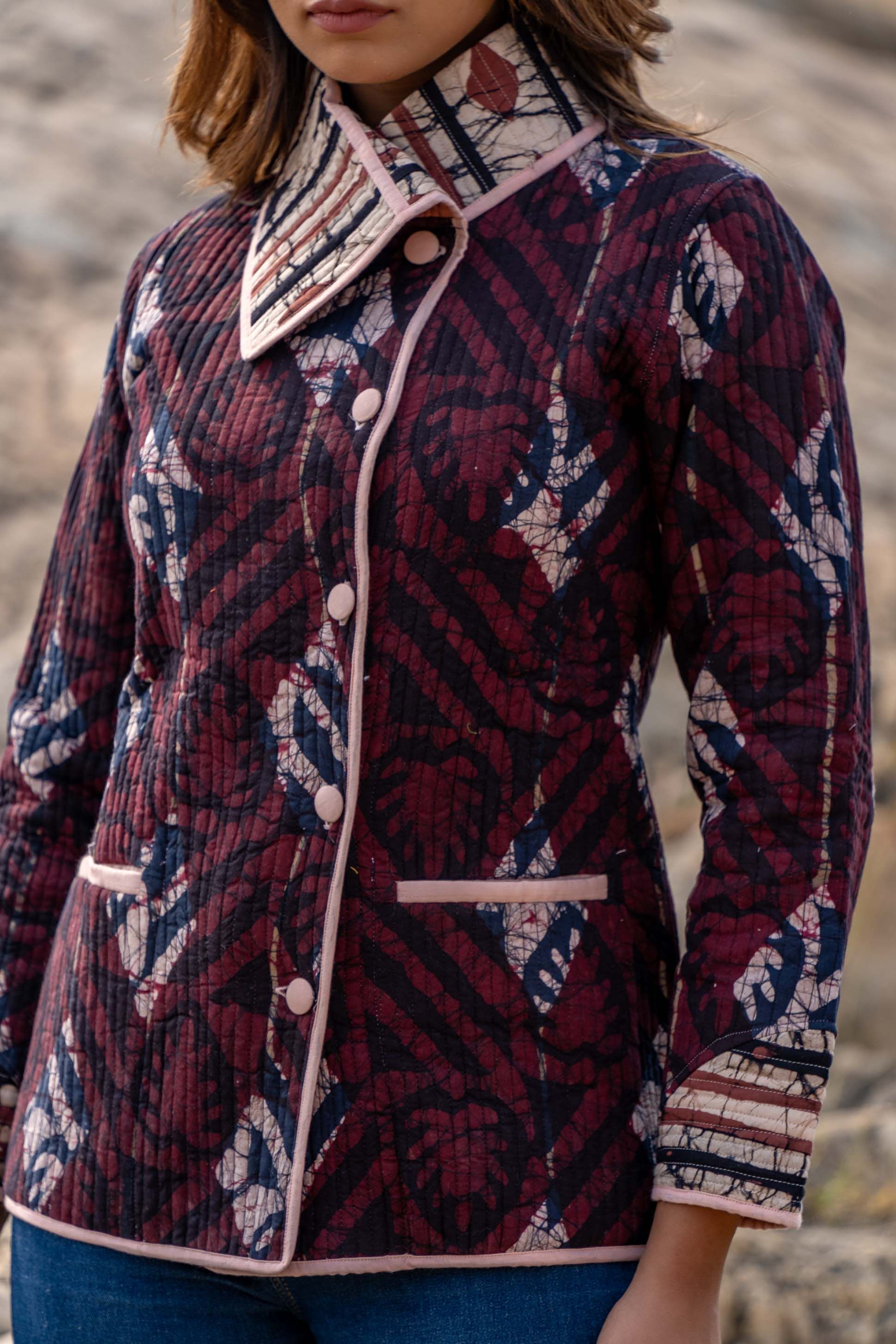Natural Batik Quilted Bukhara Jacket