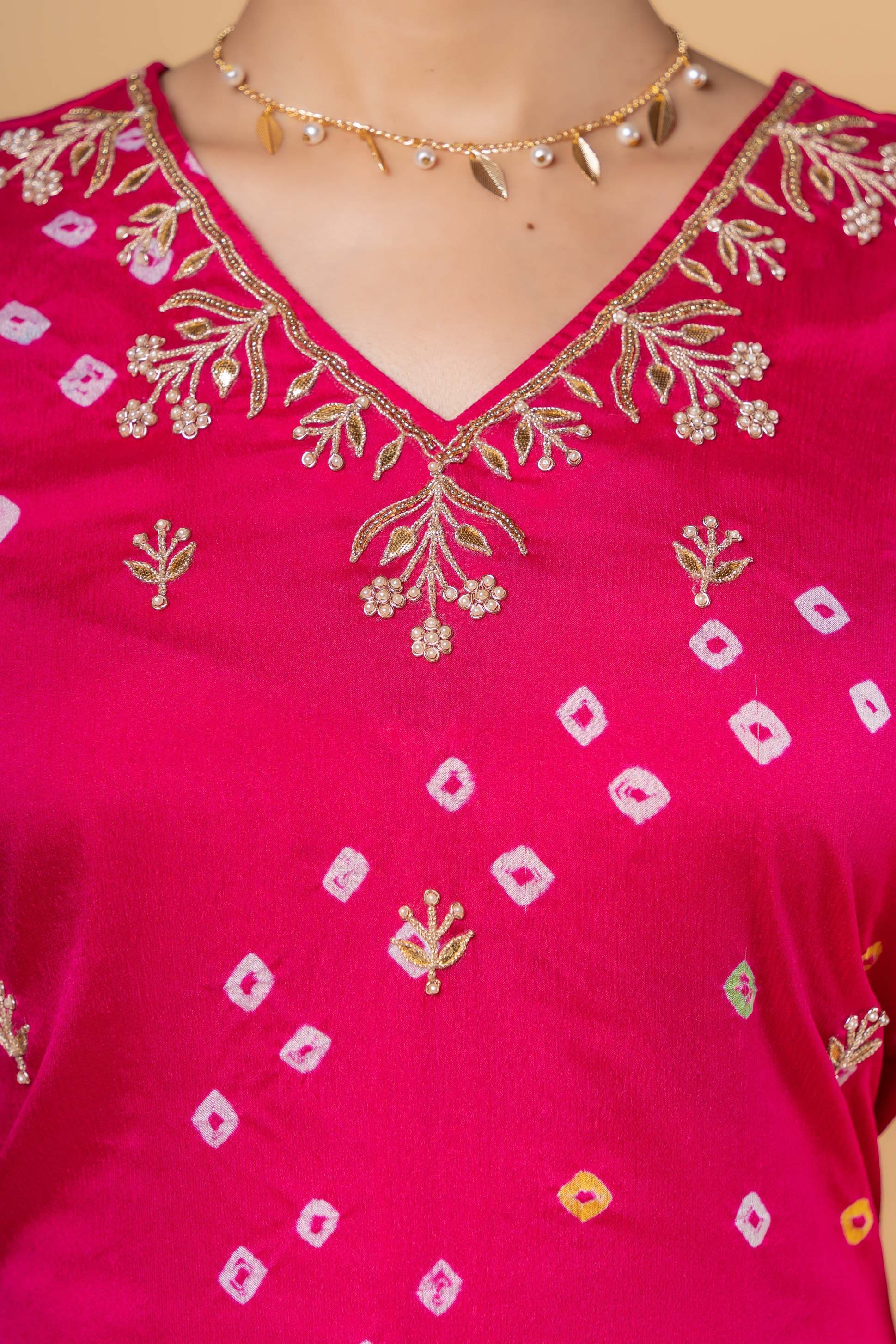 Pink Hand Embroidery Kurta Set
