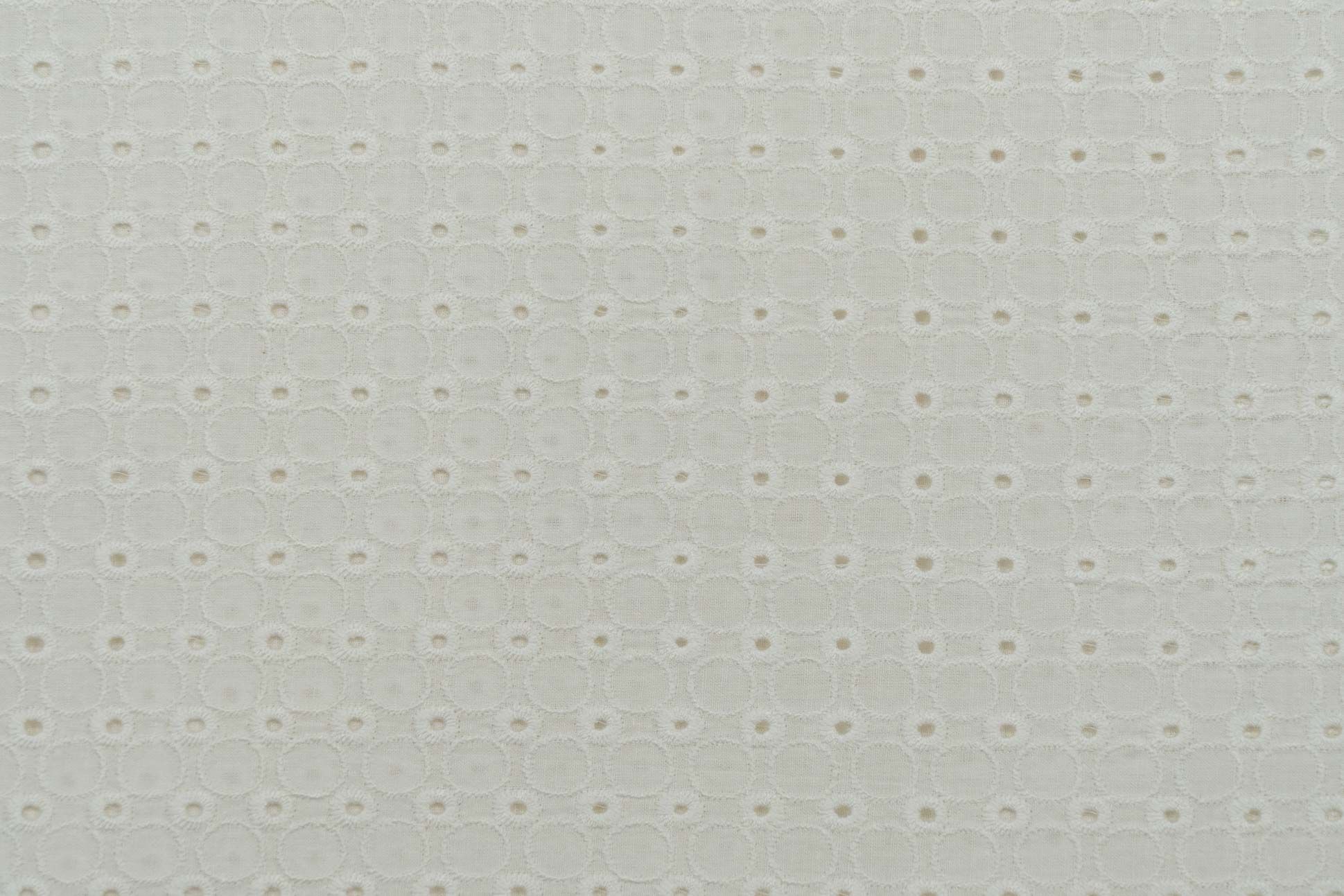 White Chikankari Embroidered Cotton Fabric (58