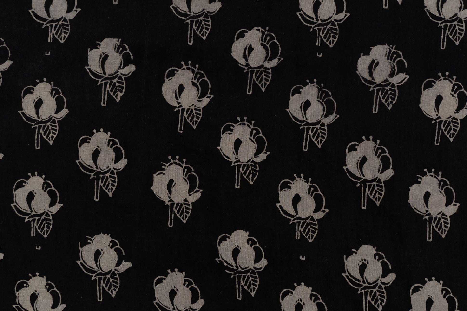 Black Ajrakh Hand Block Printed Cotton Fabric
