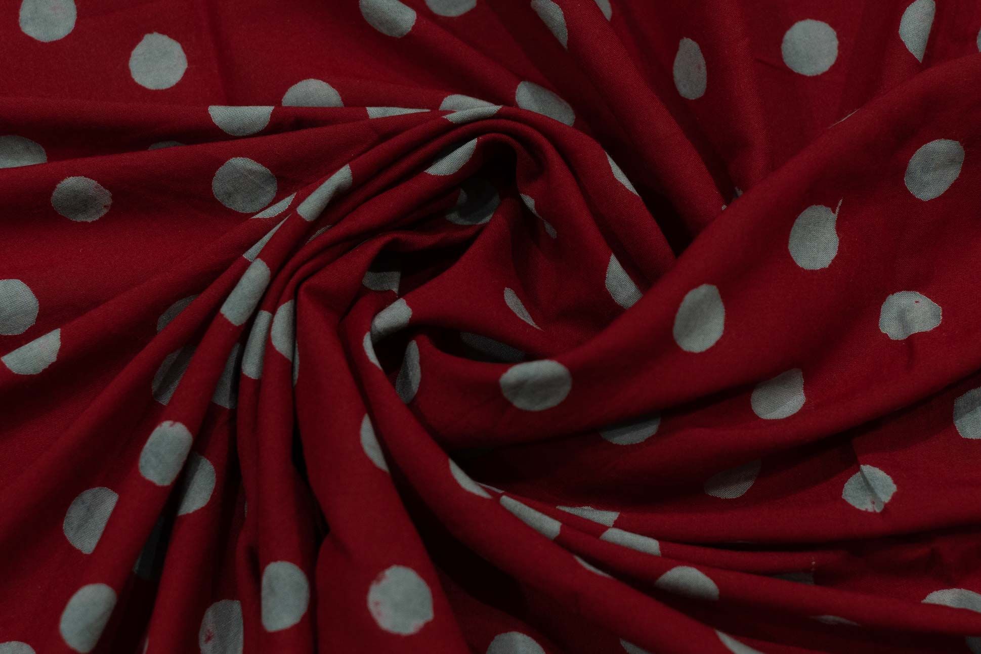  Red Polka Dot Block Print Modal Fabric