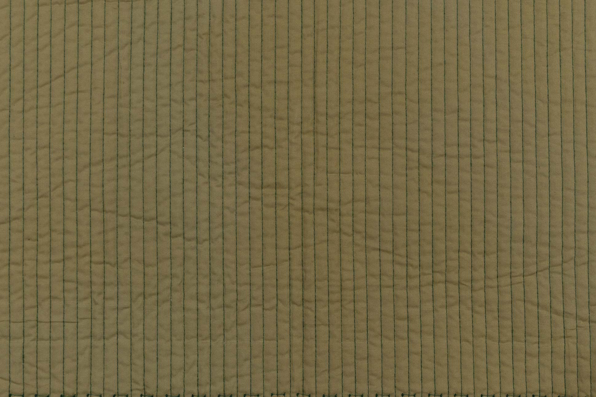 Green Block Printed Cotton Quilted Fabric
