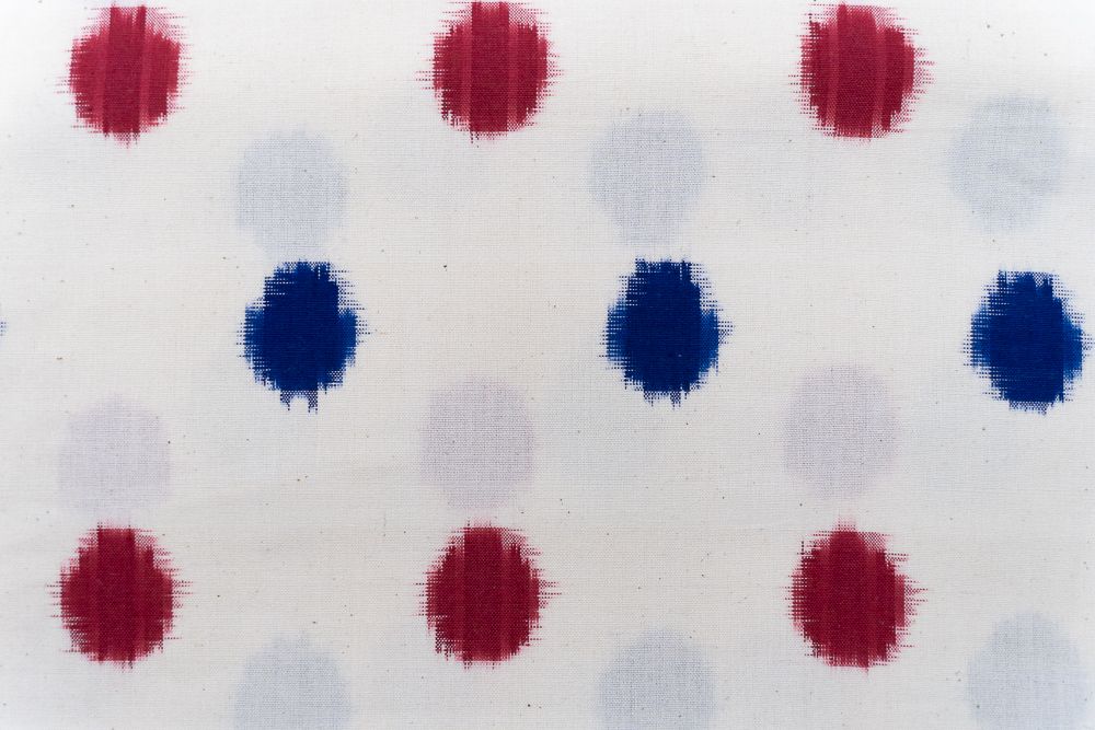 Red Blue Double Ikat Fabric