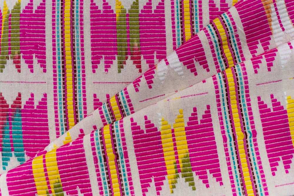 Multicolor Silk Cotton Ikat Fabric
