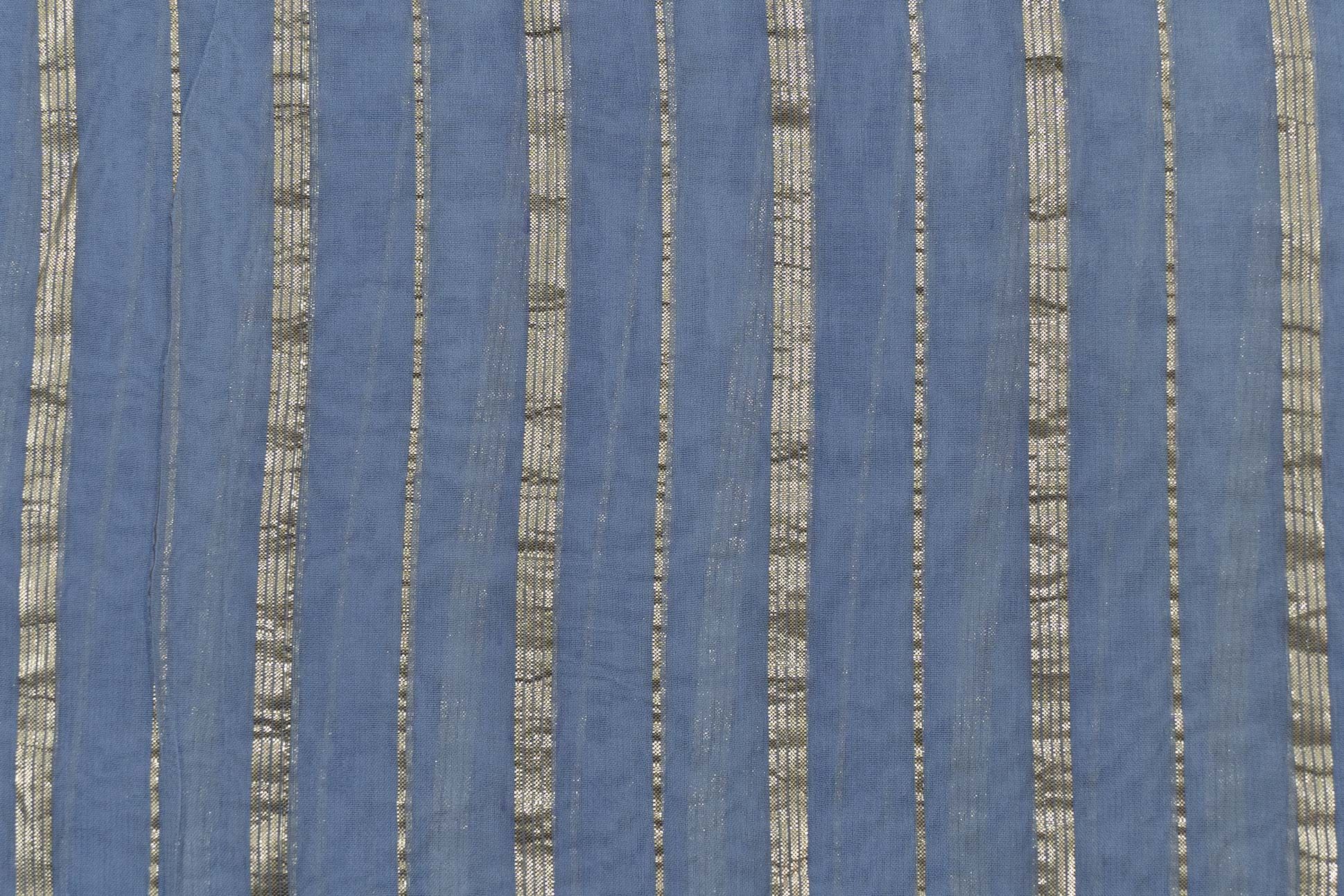 Grotto Blue Zari Striped Georgette Fabric