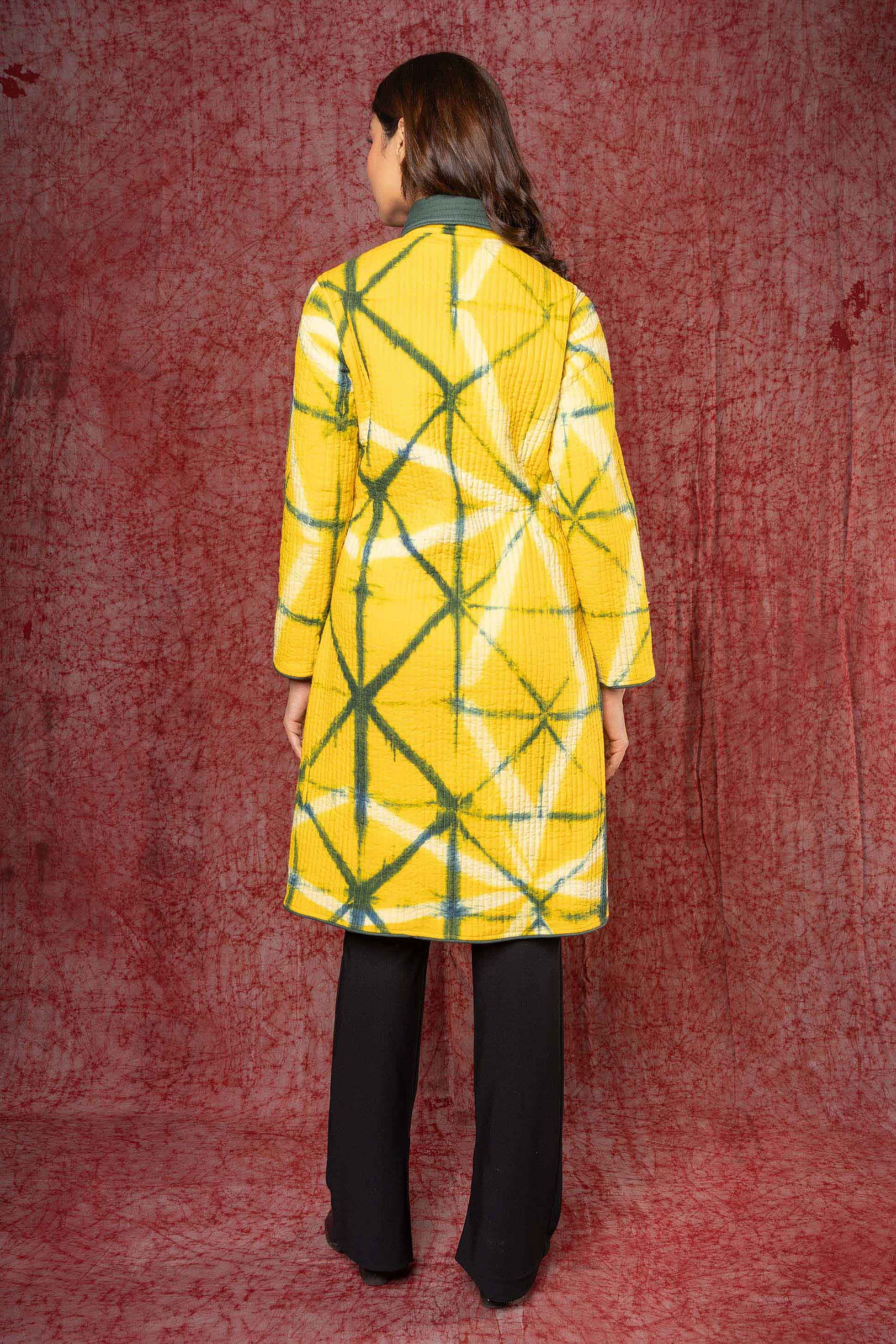 Yellow Green Clamp Dye Bukhara Coat