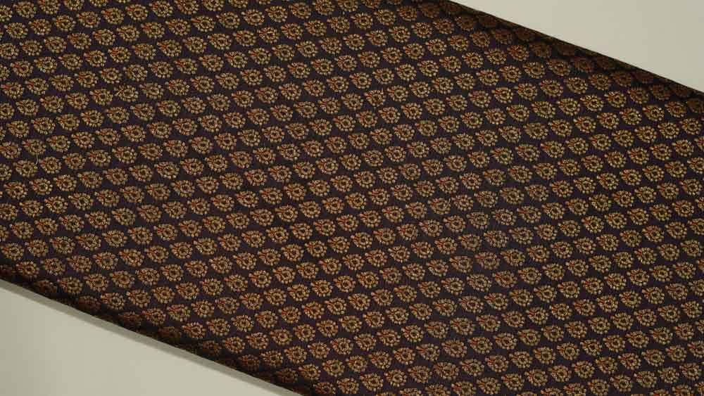 Purple And Golden Banarasee Katan Silk Fabric
