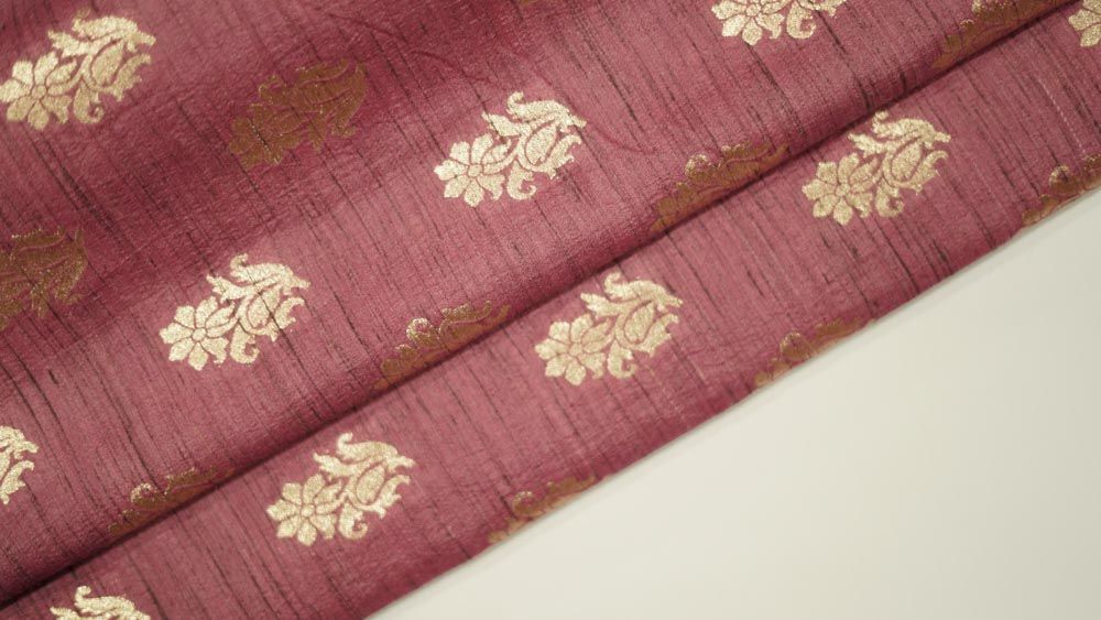 Mauve Golden Zari Work Banarasi Handloom Katia Silk