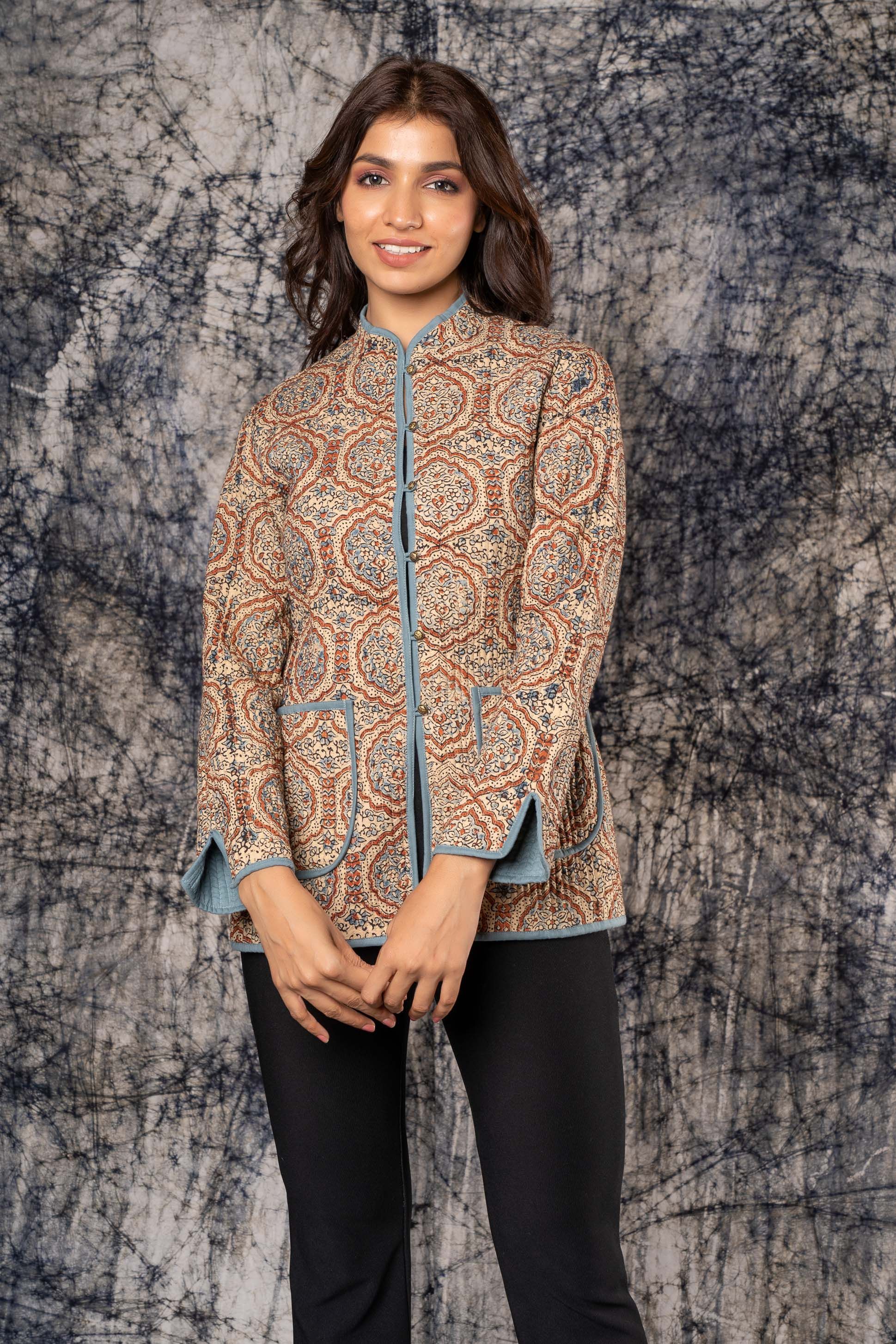 Ajrakh Reversible Cotton Quilted Jacket