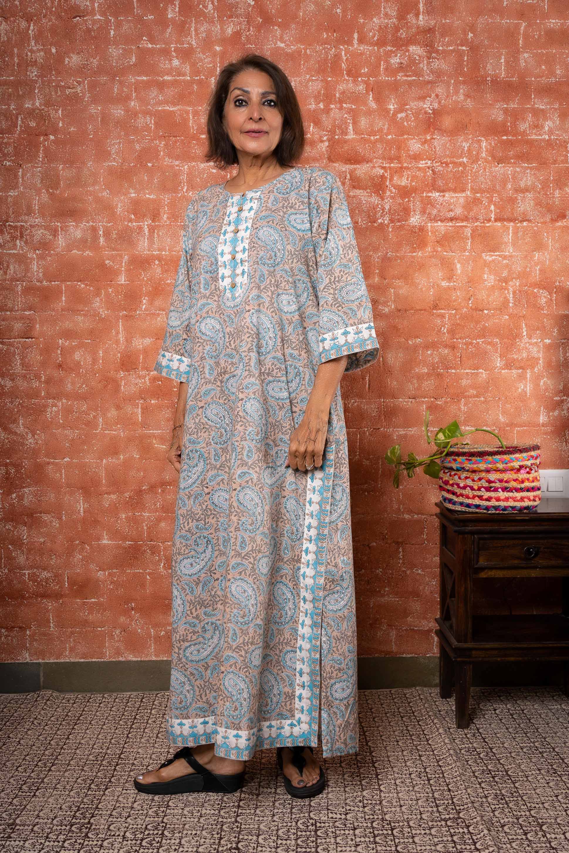 Paisley Block Printed Night Gown