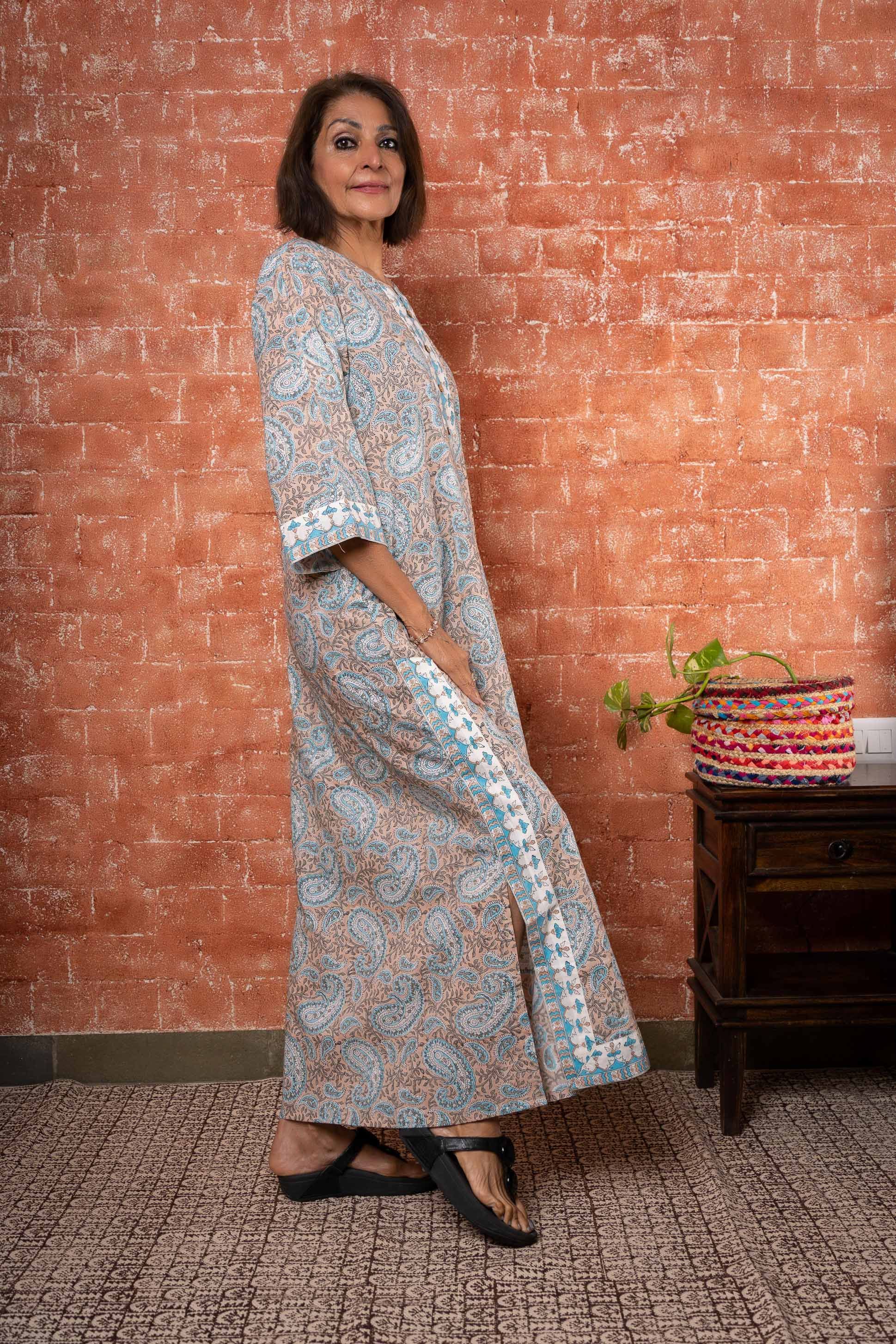 Paisley Block Printed Night Gown