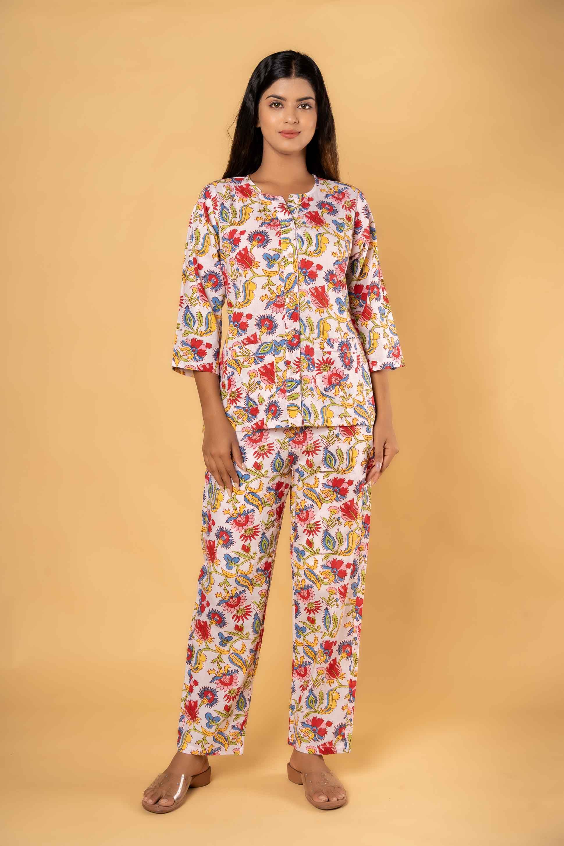 Multicolor Floral Printed Night Suit
