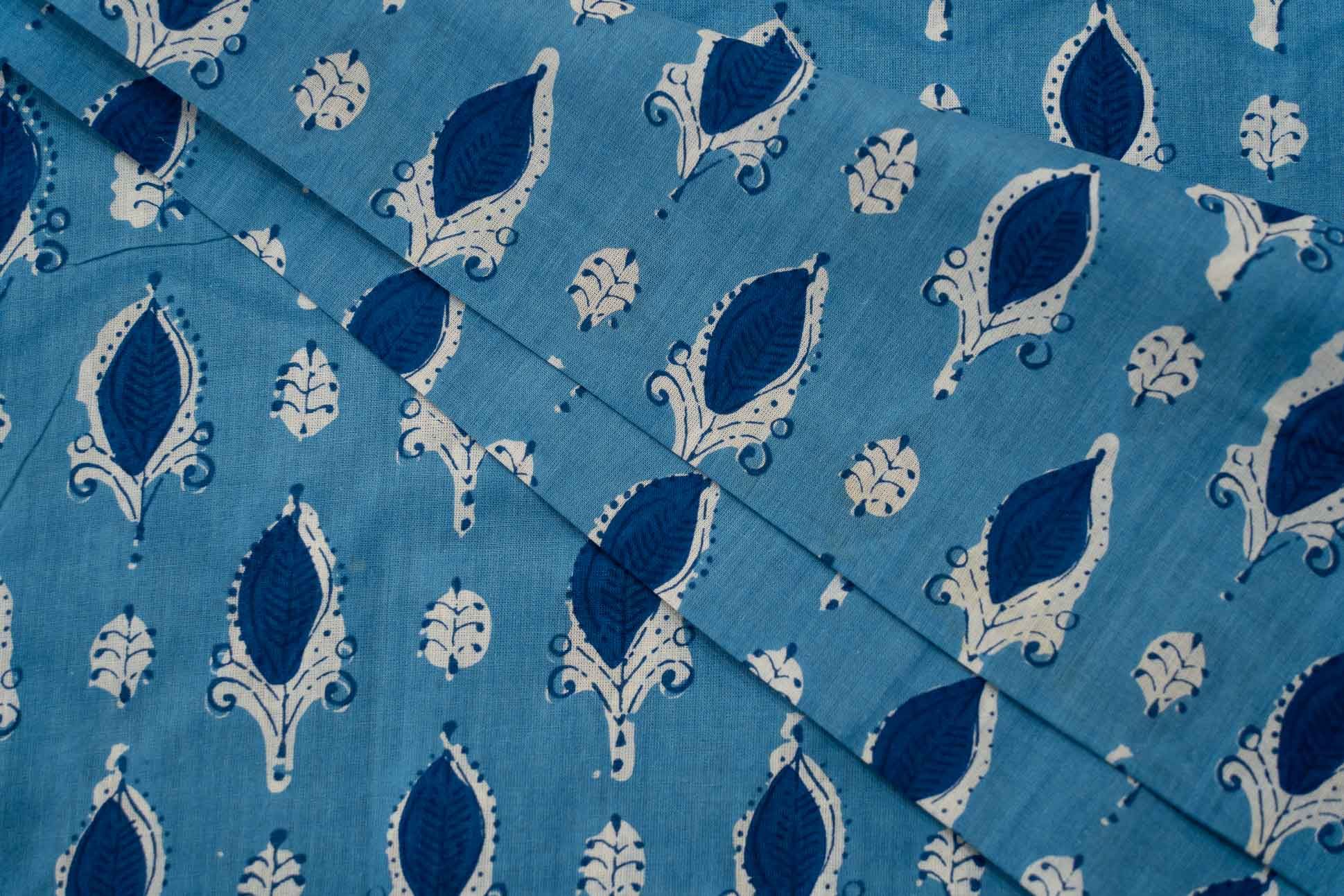 Blue White Printed Fabric