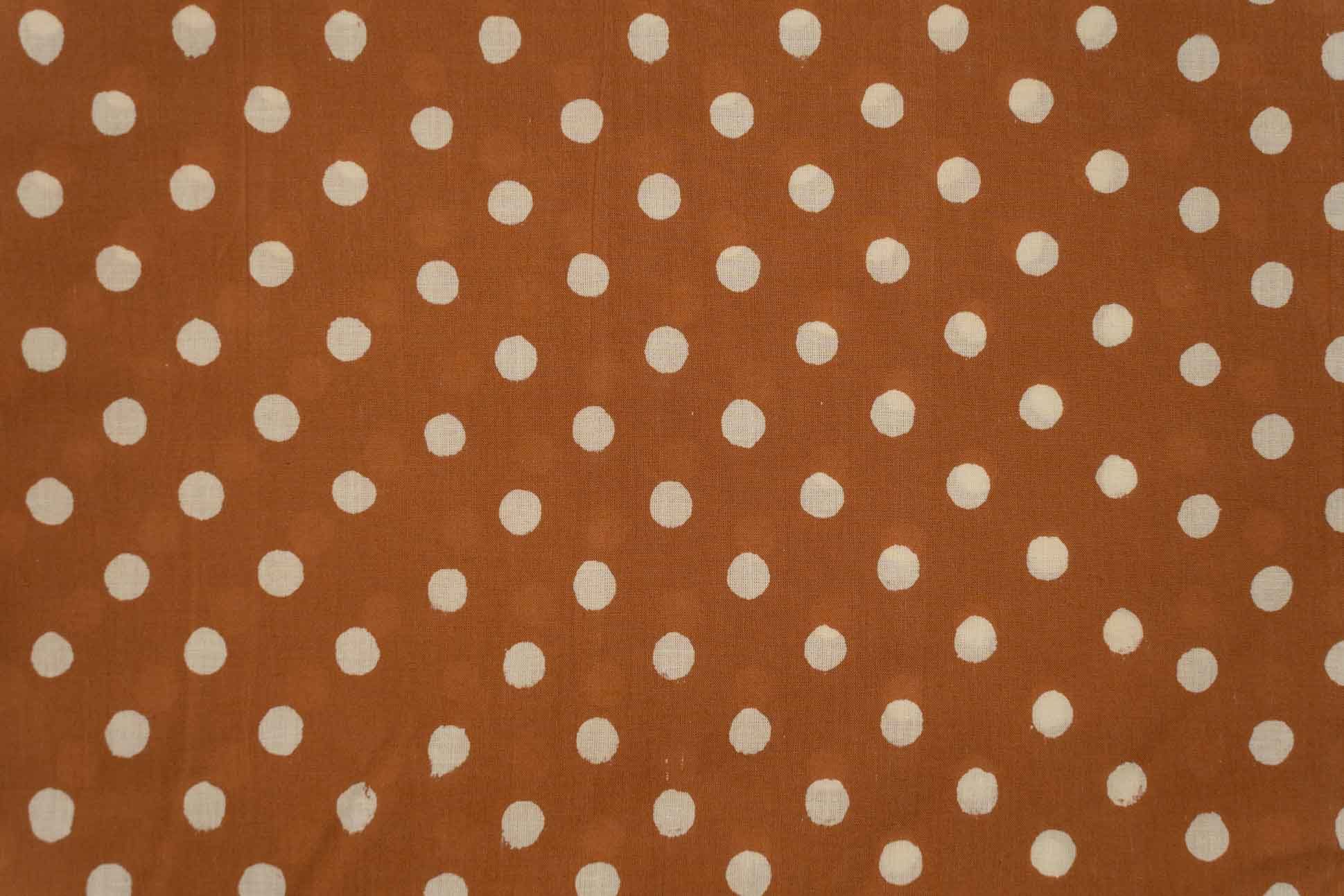 Brown Dots Block Printed Fabric