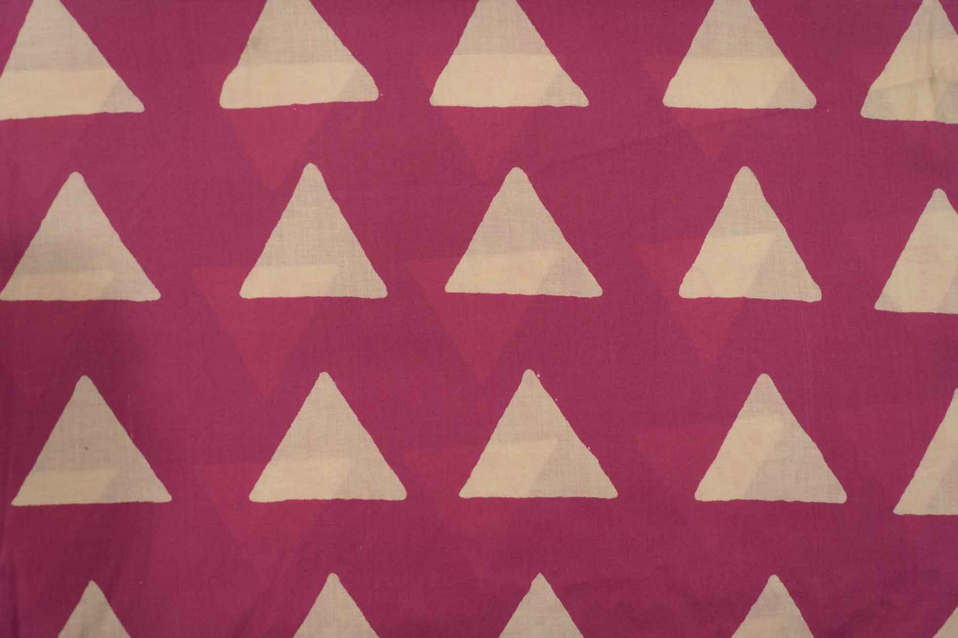 Dark Pink Triangle Block Printed Fabric