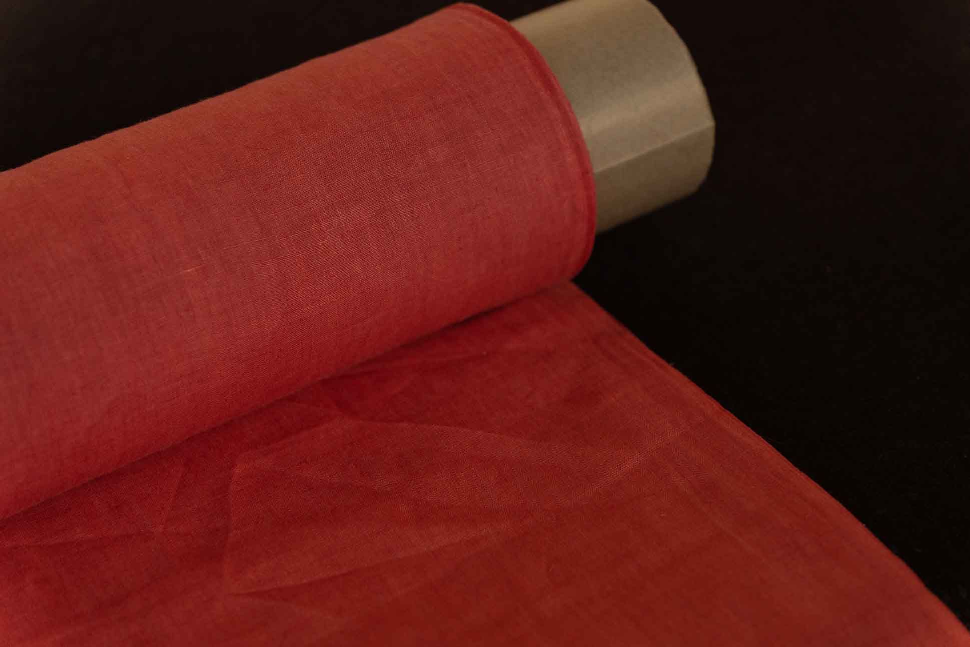 Rose Red Handloom Linen Fabric