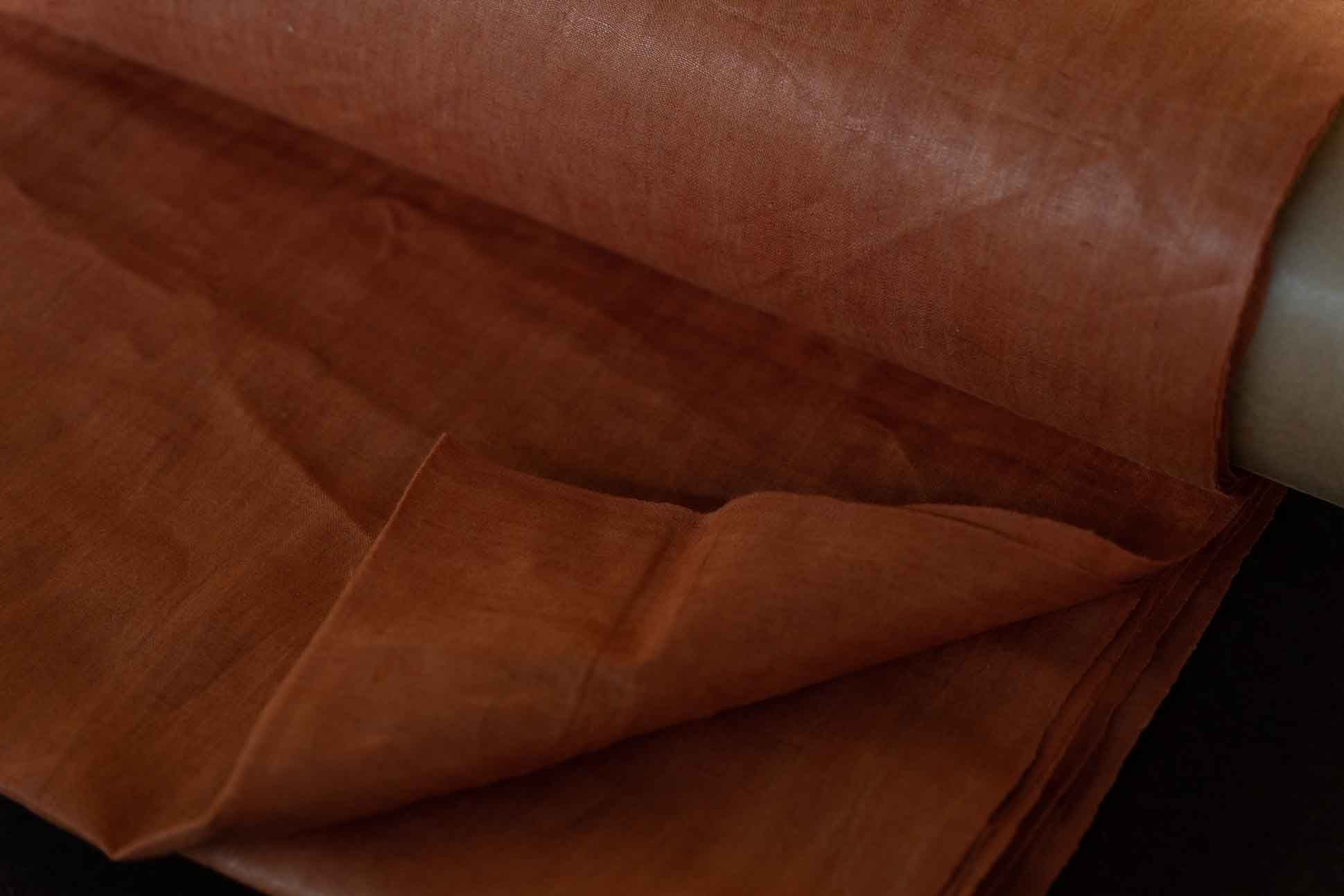 Tan Brown Handloom Linen Fabric