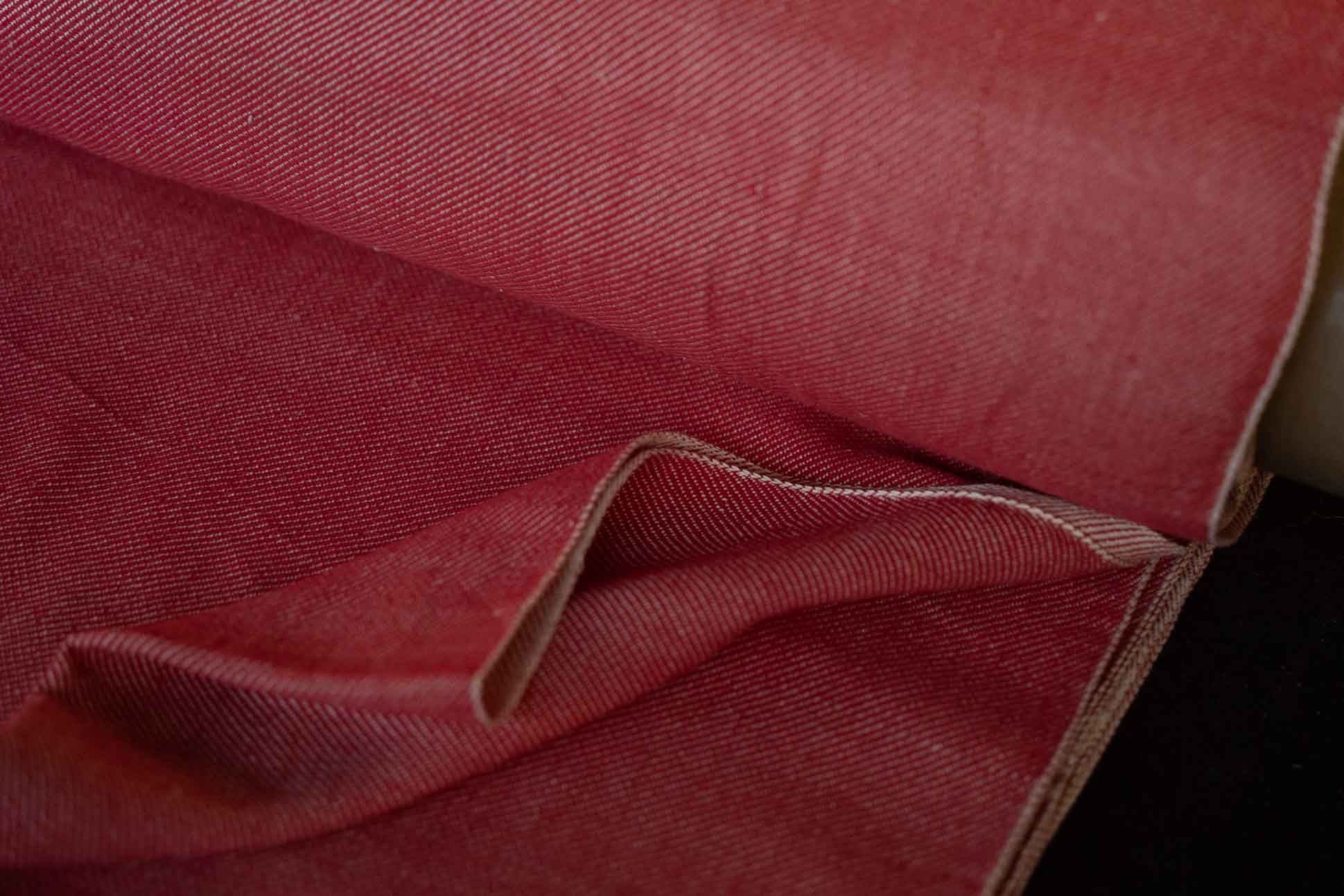 Handloom Red Denim Fabric