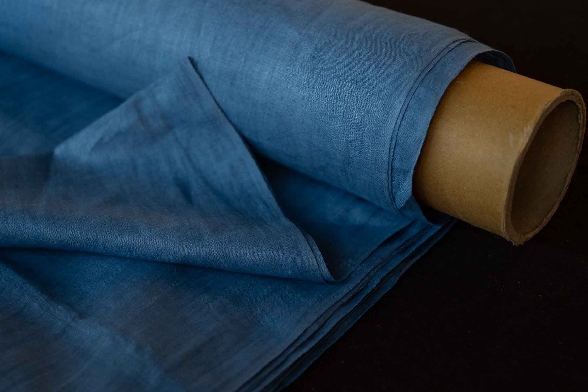 Ocean Blue Handloom Linen Fabric