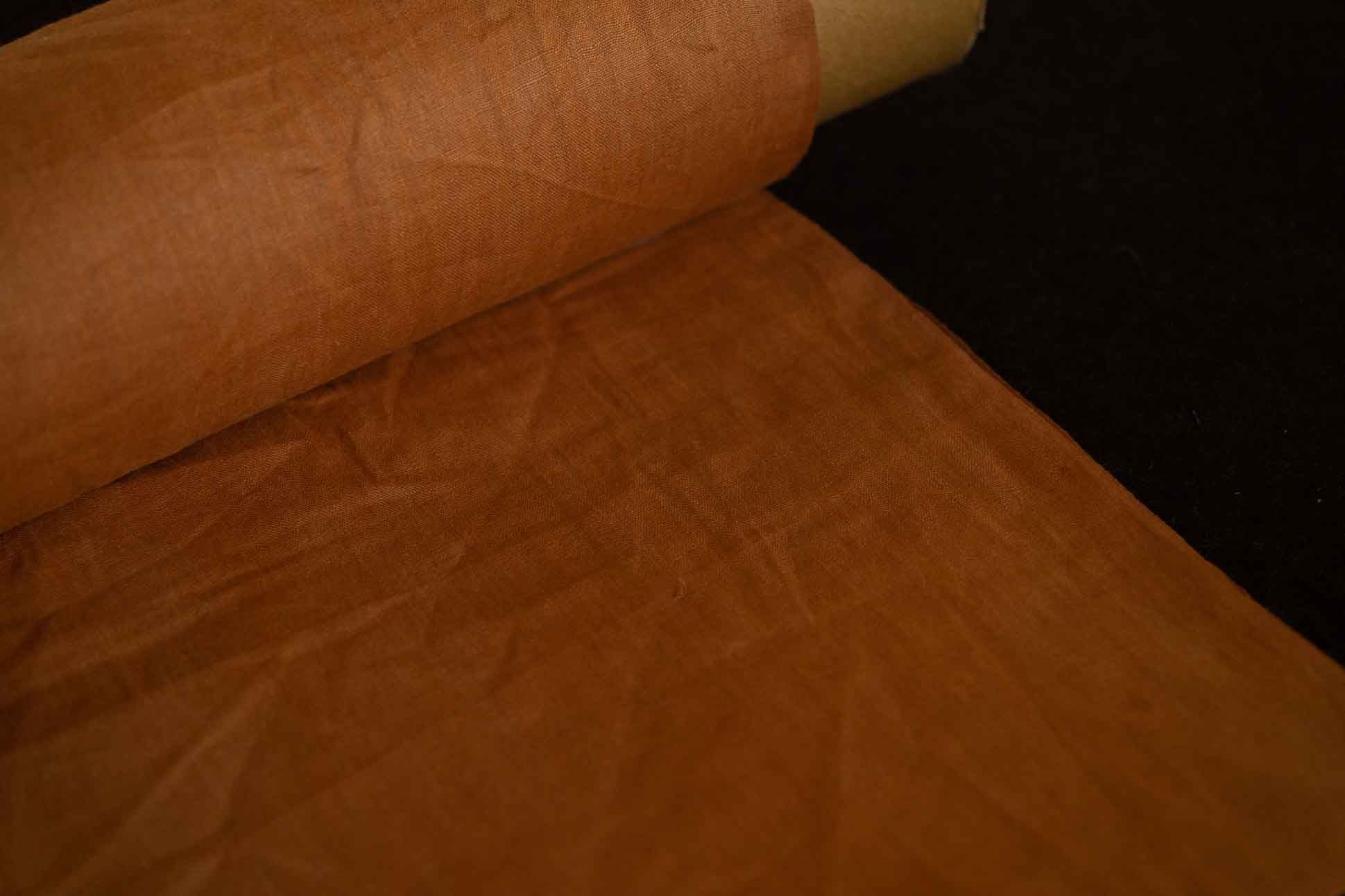 Gold Brown Handloom Linen Fabric