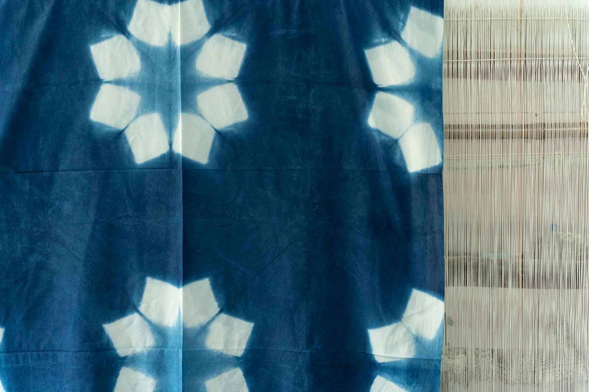 Blue Shibori Clamp Dye Cotton Fabric