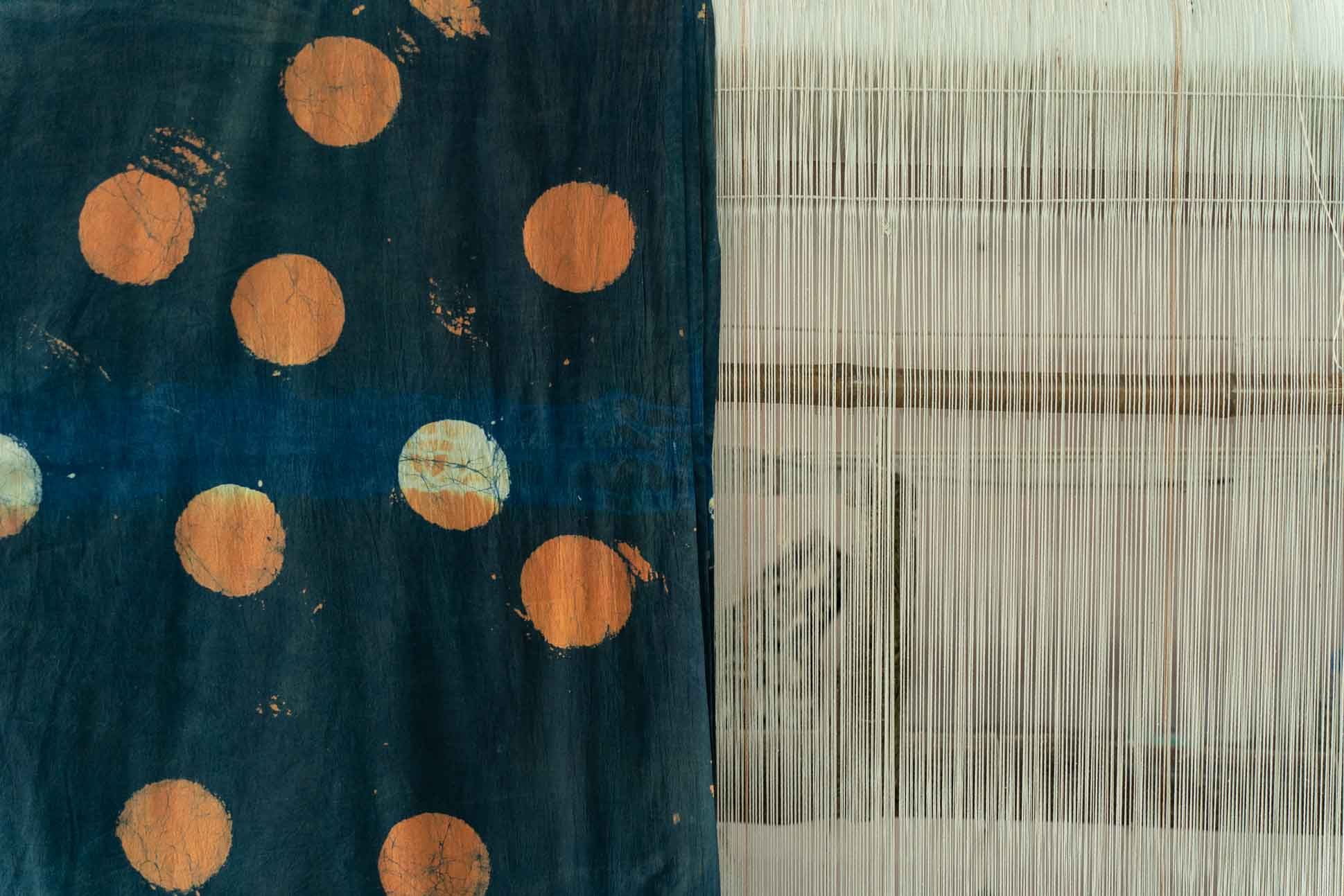 Orange Shibori Clamp Dye Cotton Fabric