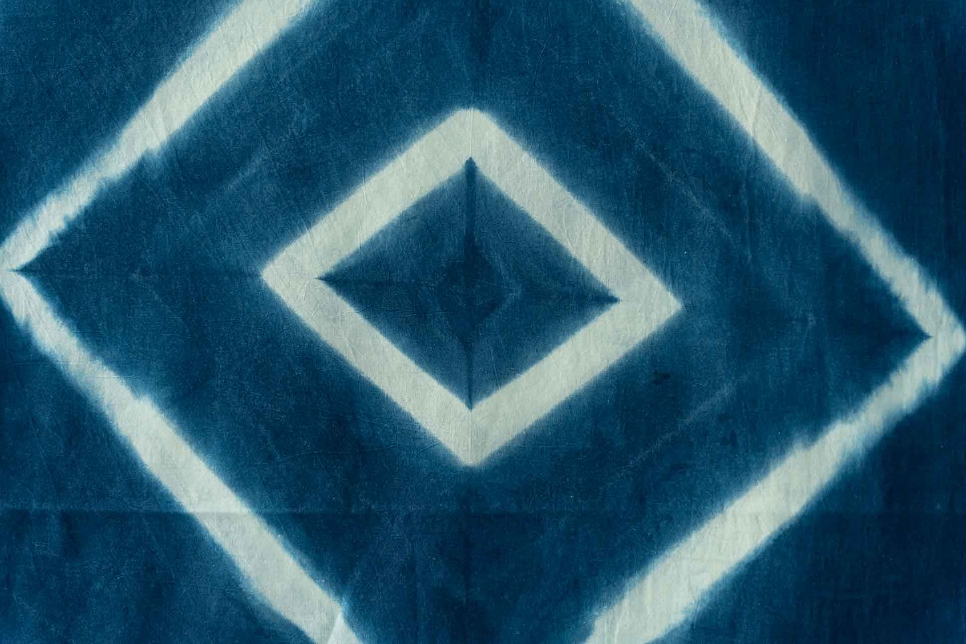Blue Diamond Shibori Clamp Dye Fabric