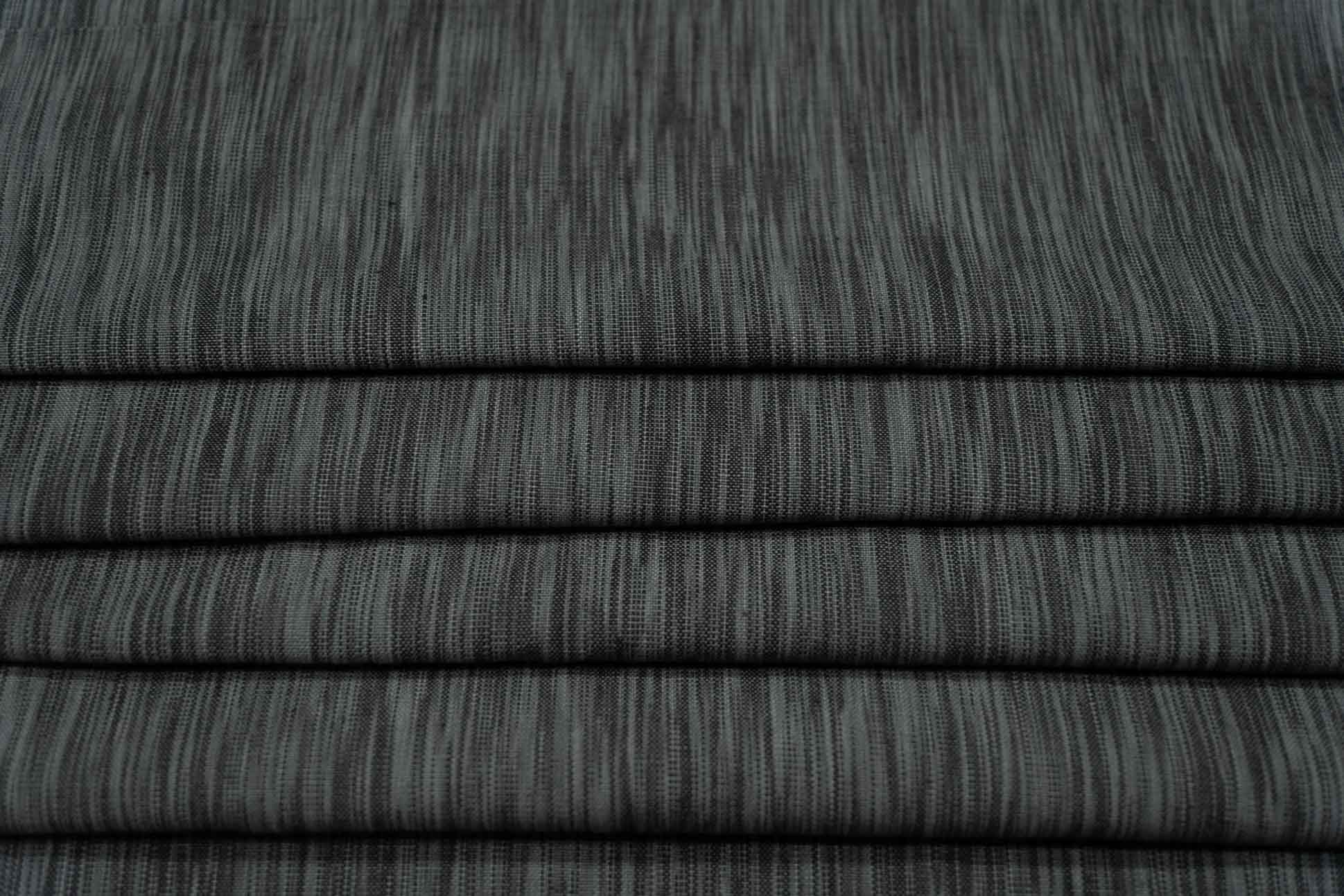 Black Grey Ikat Upholstery Cotton Fabric