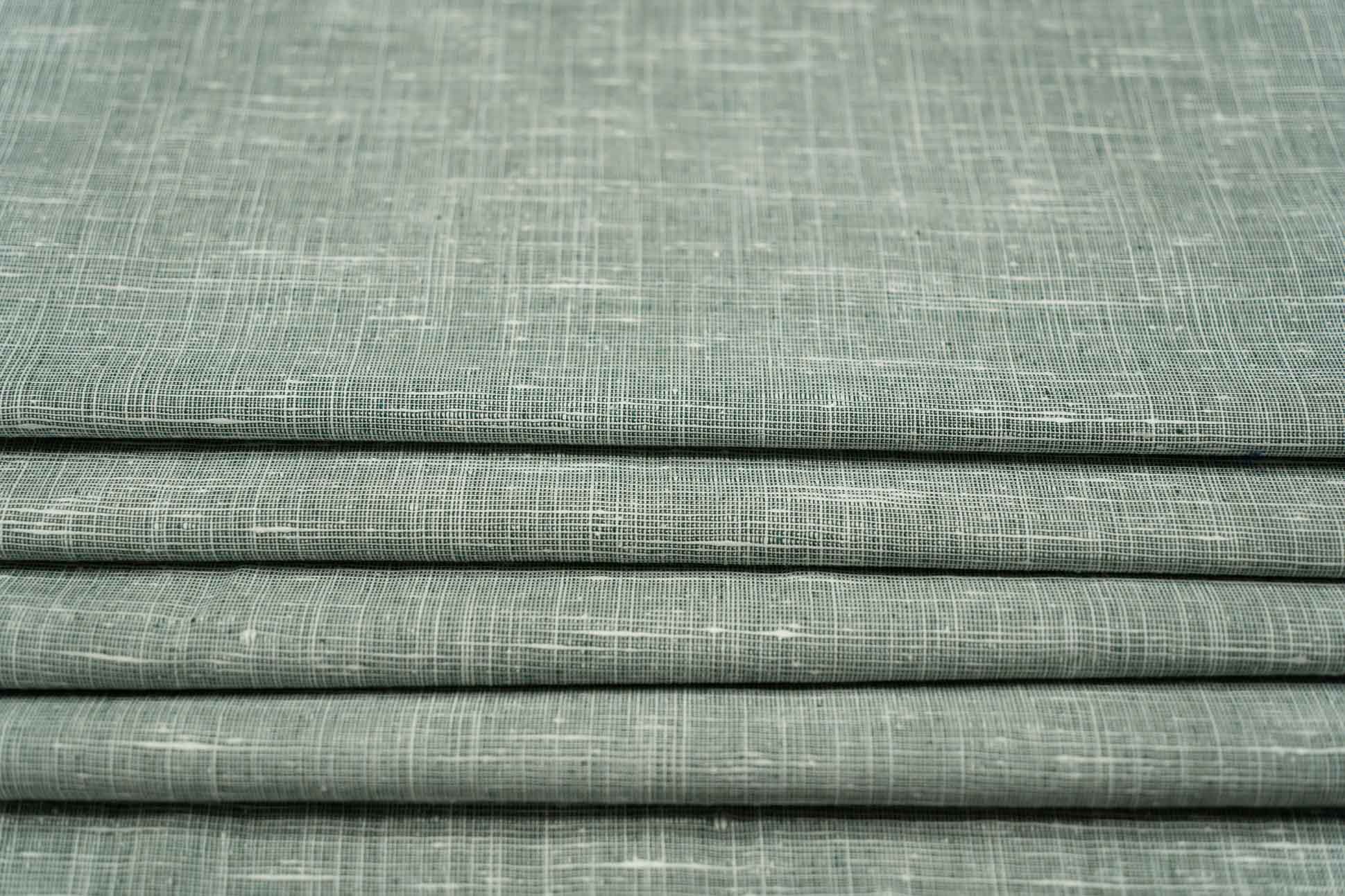 Grey White Handwoven Cotton Fabric