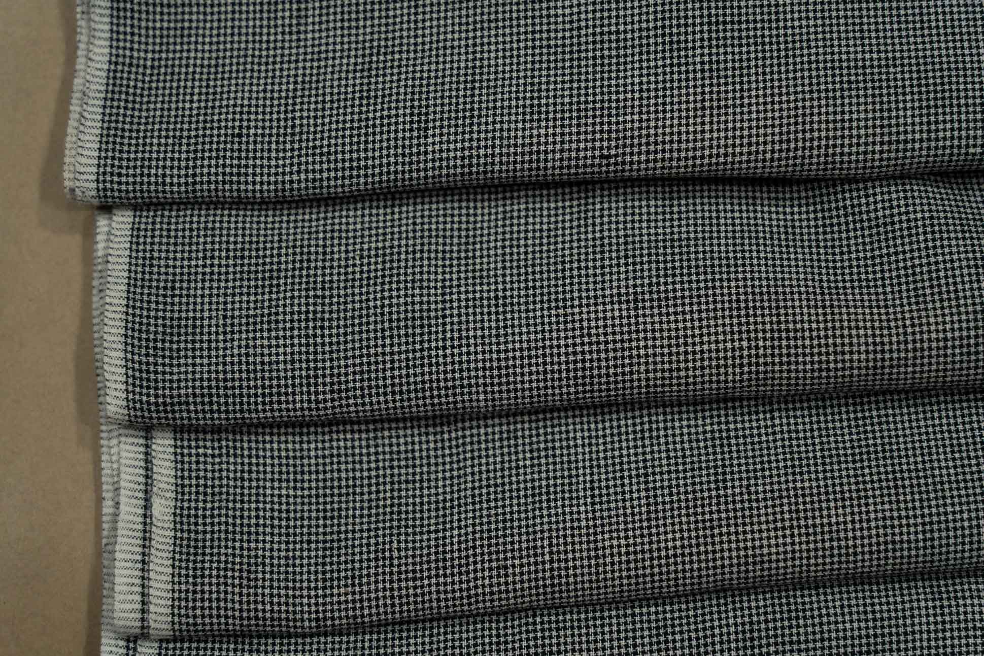 Black White Checks Handloom Khari Cotton Fabric