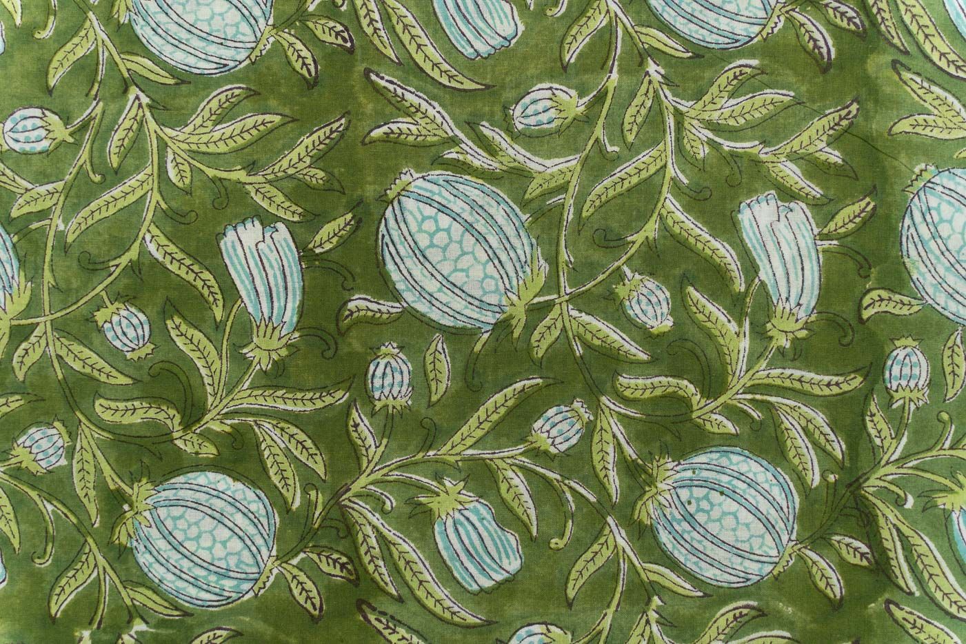 Mint Green Block Printed Fabric